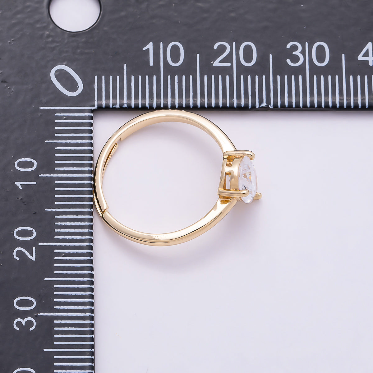 16K Gold Filled Teardrop CZ Solitaire Adjustable Ring in Gold & Silver | Rings-00136 Rings-00137