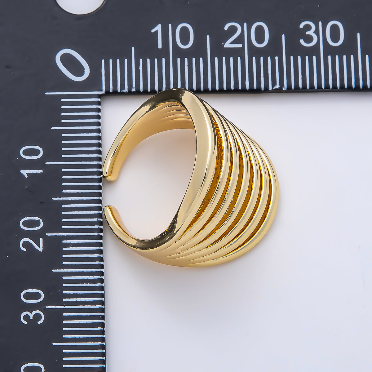 16K Gold Filled Minimalist Wide Multi Band Ring | Rings-00163