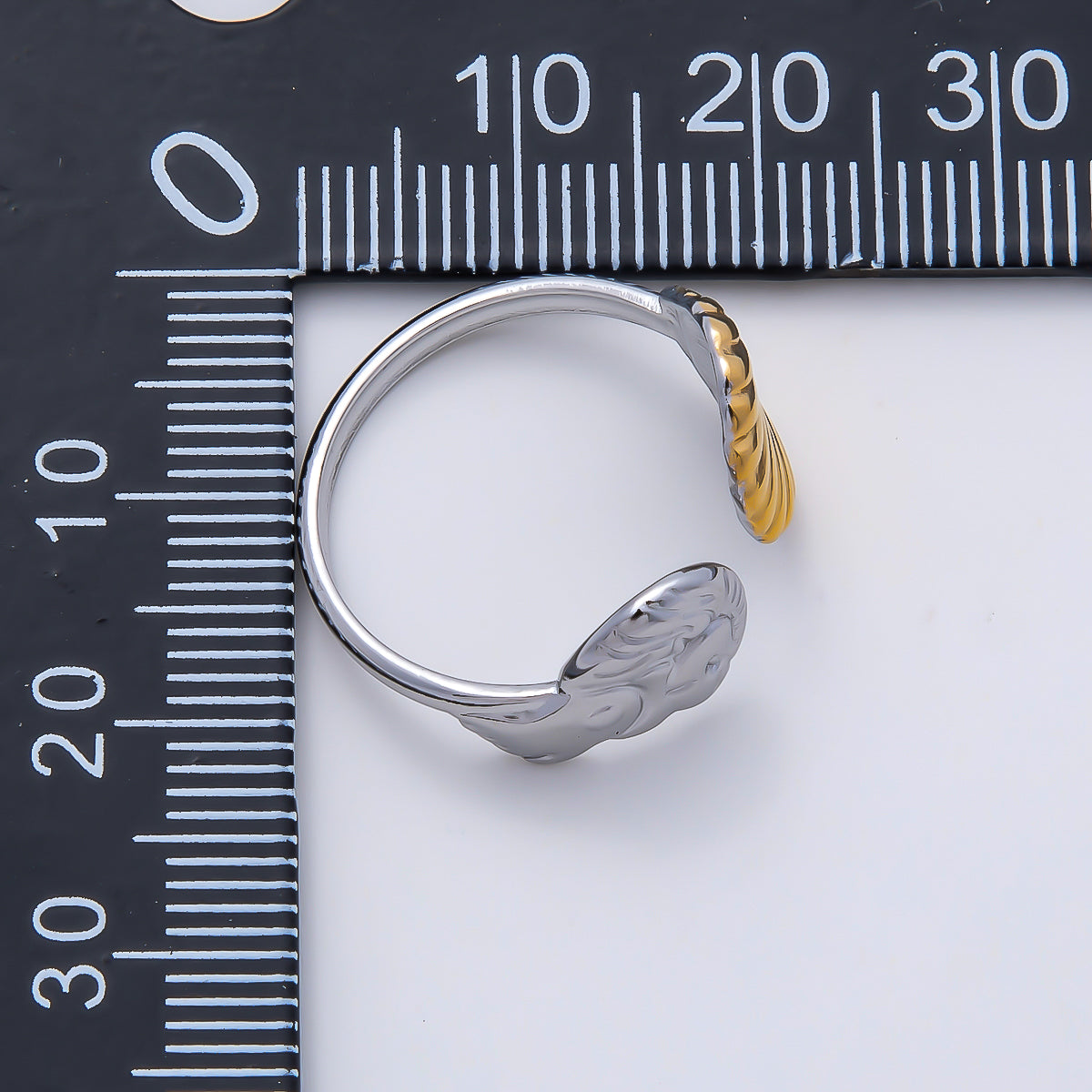 Stainless Steel Mixed Metal Scallop Sea Shell Wrap Ring | Rings-00177