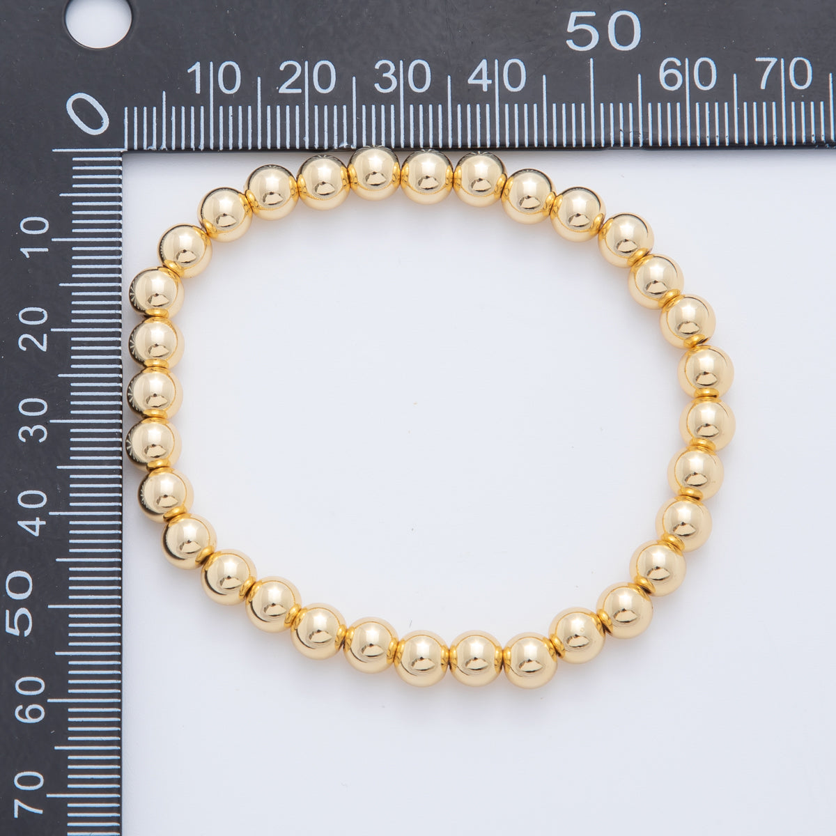 16K Gold Filled 6mm Minimalist Round Ball Stretch Bracelet | WA-04151