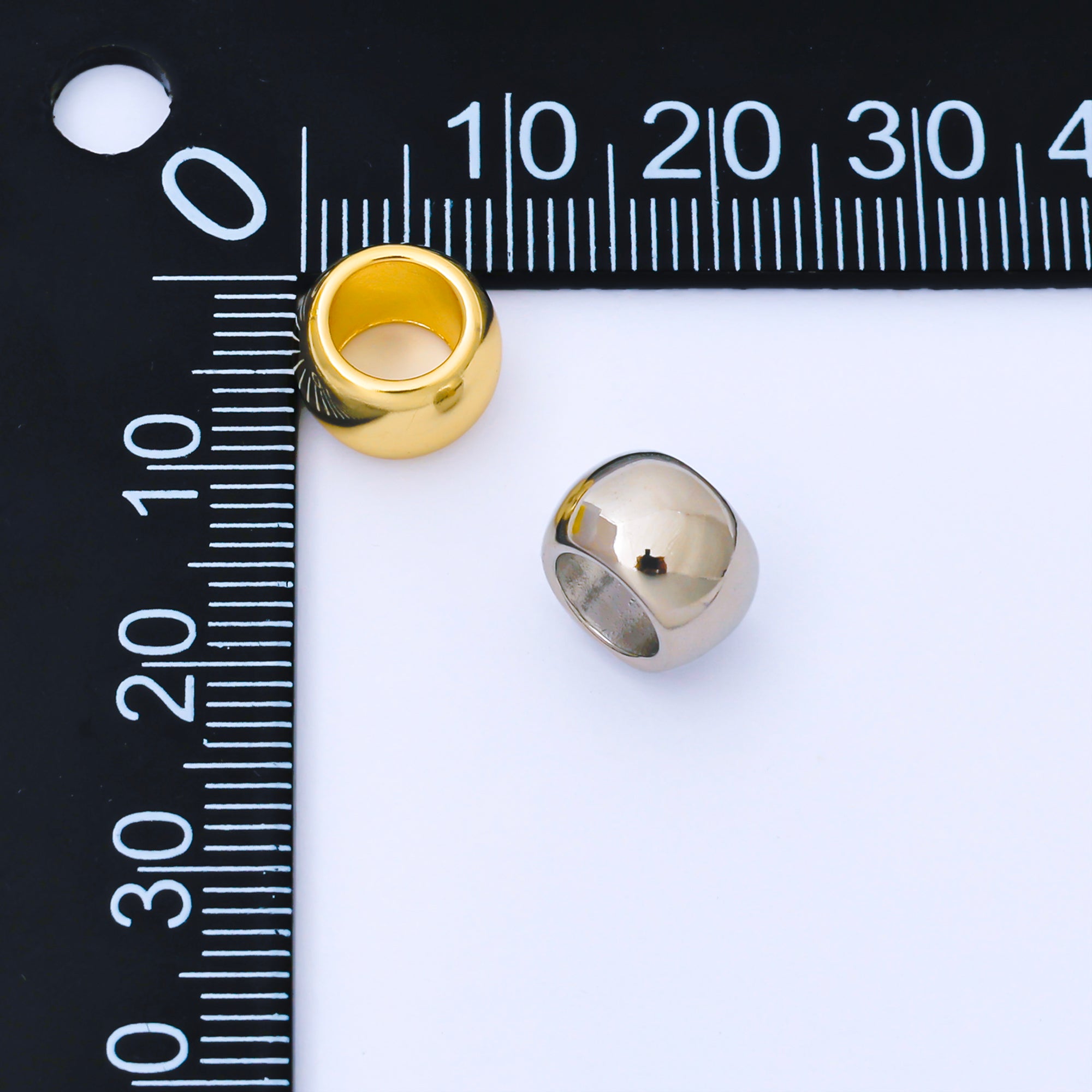 24K Gold Filled 10mm x 6.5mm Minimalist Dome Bead in Gold & Silver | B488