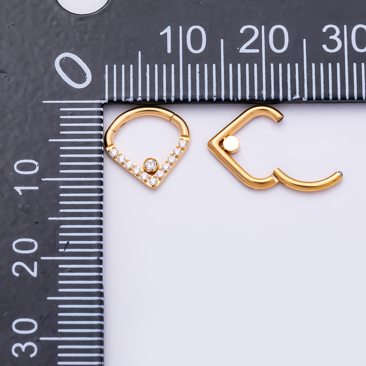 Titanium 10.5mm Micro Paved CZ Single Septum Cartilage Piercing Clicker in Gold & Silver | Findings-00466 Findings-00467