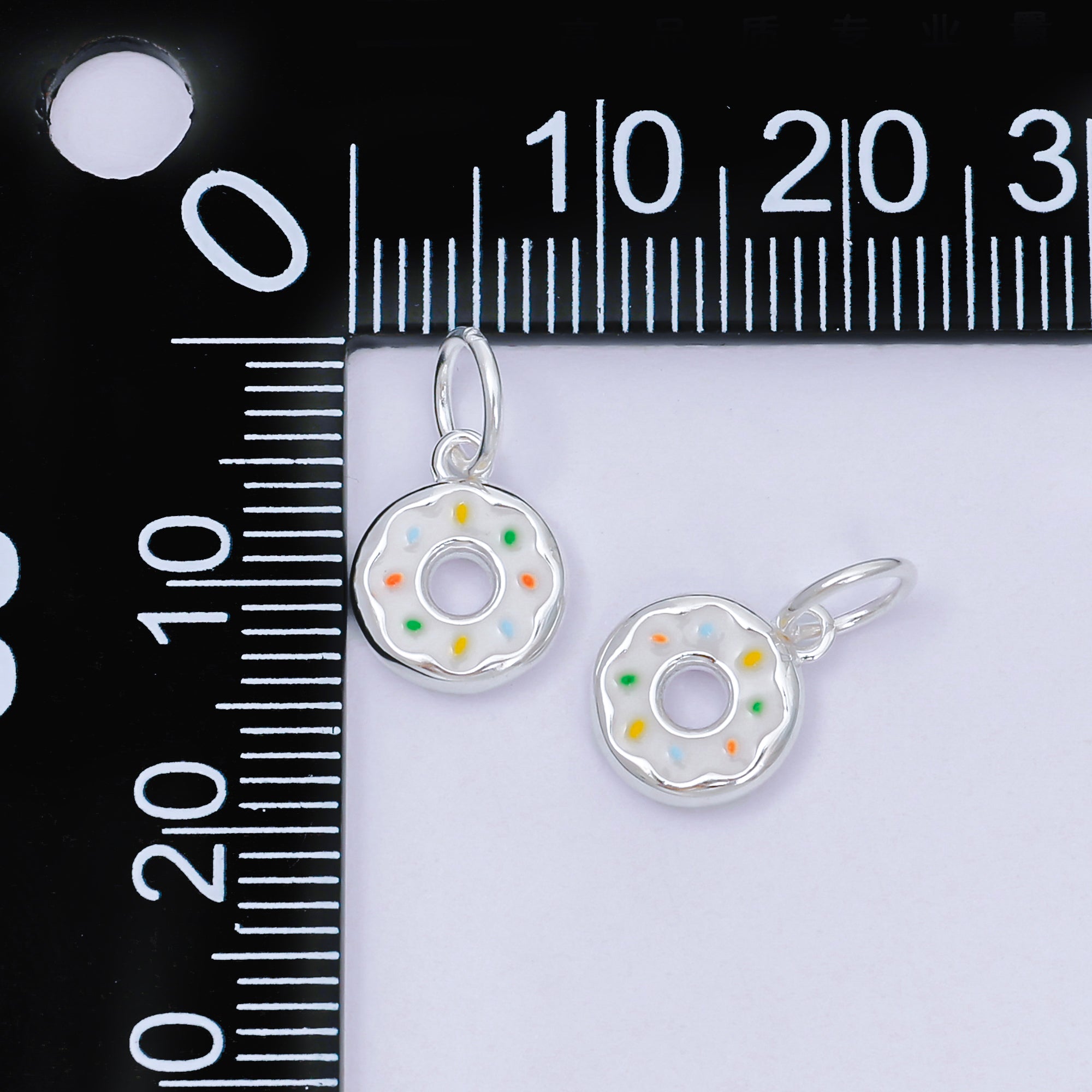 S925 Sterling Silver 11mm Hand-Painted Enamel Sweet Donut Charm | SL-685