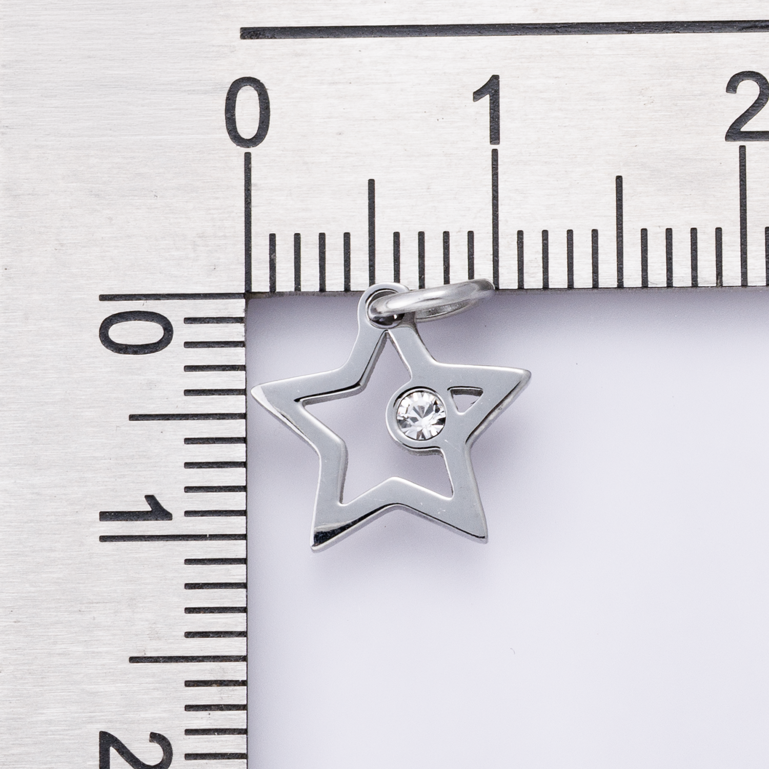 Stainless Steel Clear CZ Celestial Star Open Charm | C00387