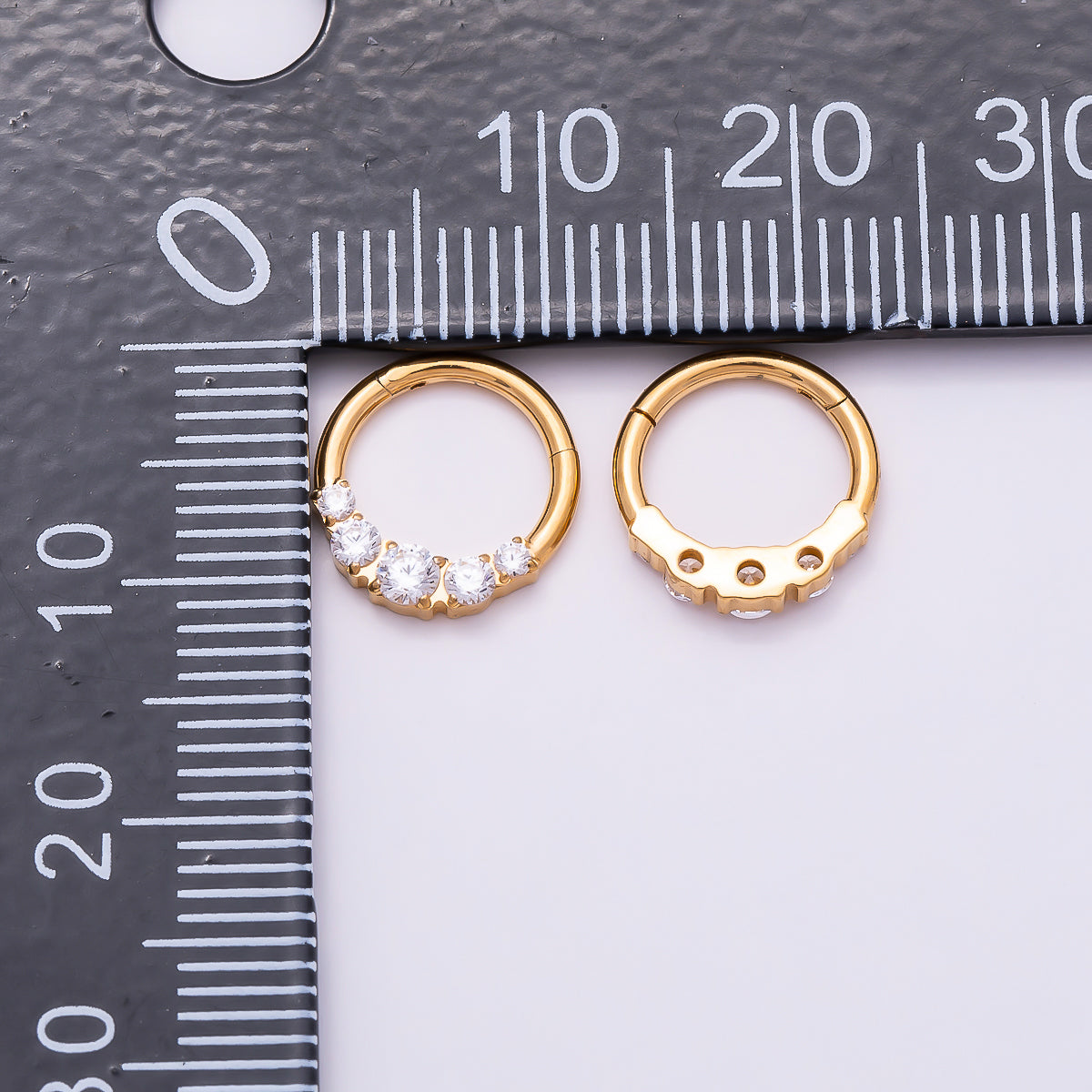Titanium 11mm Clear CZ Gradient Single Septum Cartilage Piercing Clicker in Gold & Silver | Findings-00321 Findings-00322