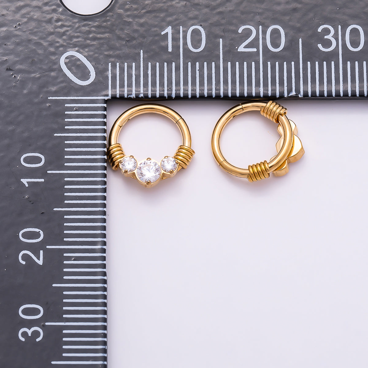 Titanium 11.5mm Clear CZ Cluster Single Septum Cartilage Piercing Clicker in Gold & Silver | Findings-00309 Findings-00310