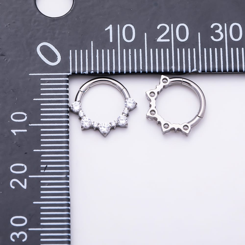 Titanium 12mm Silver Clear CZ Round Gradient Cartilage Piercing Clicker | BJ-00285