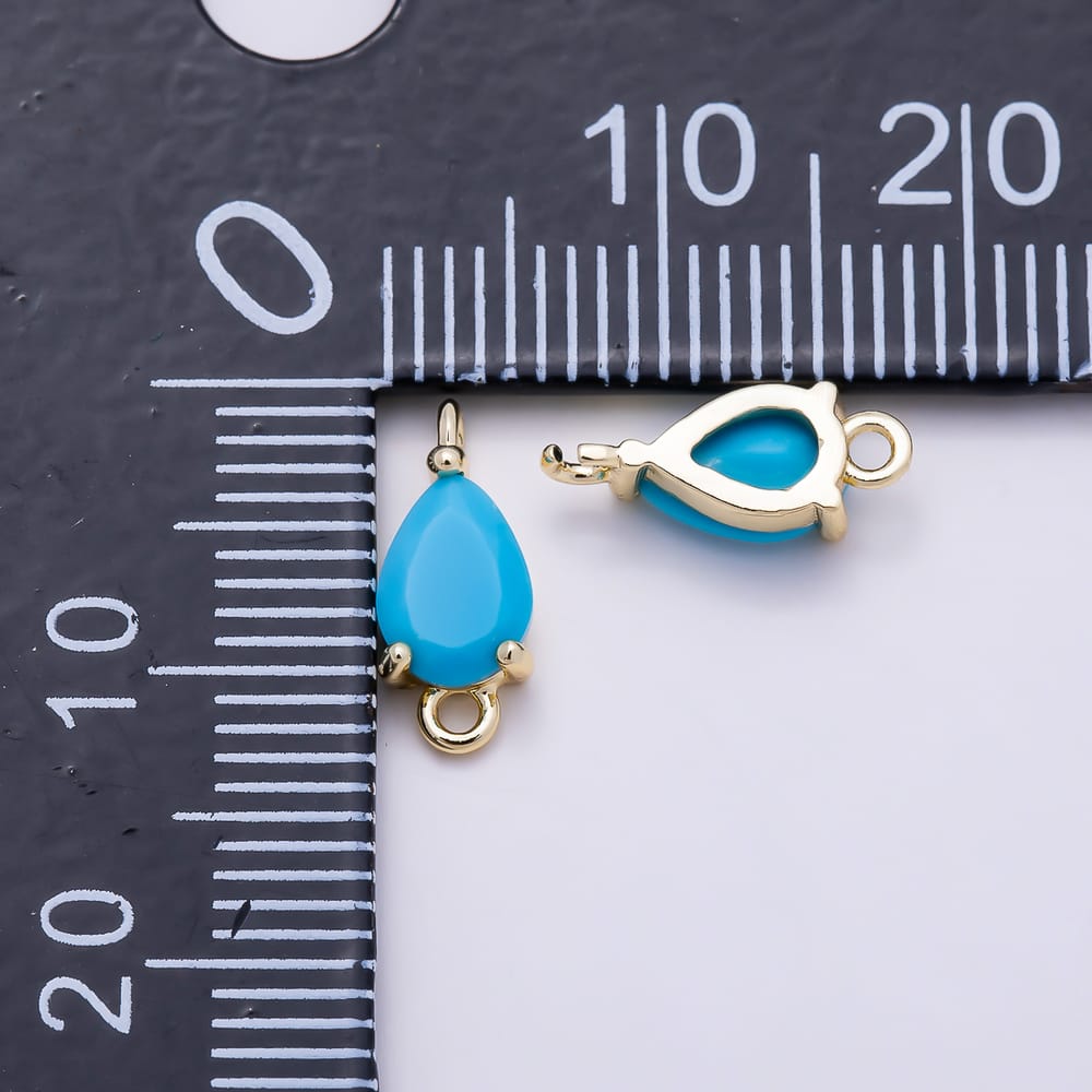 16K Gold Filled 12mm Turquoise Teardrop CZ Blue Connector Link | Connectors-00052 - Connectors-00053