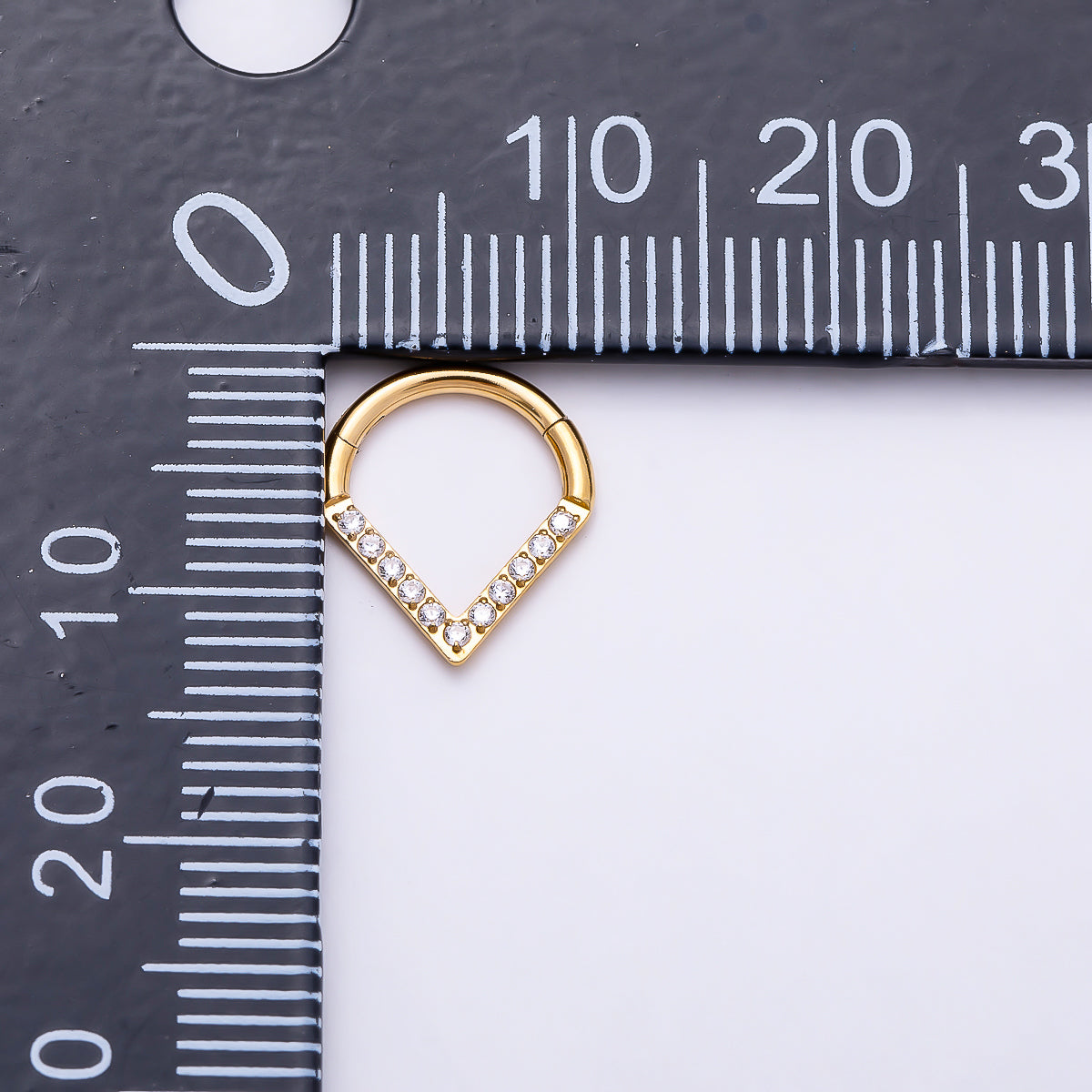Titanium 12mm V-Shaped Chevron Micro Paved CZ Cartilage Piercing Clicker | Findings-00494