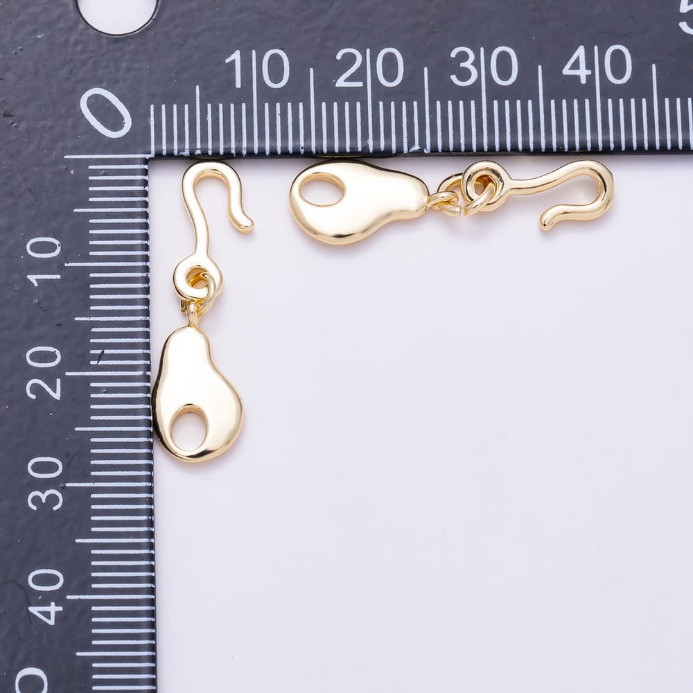 16K Gold Filled 15mm Minimalist Geometric Molten Hook Clasps Closure in Gold & Silver | Findings-00633 Findings-00634