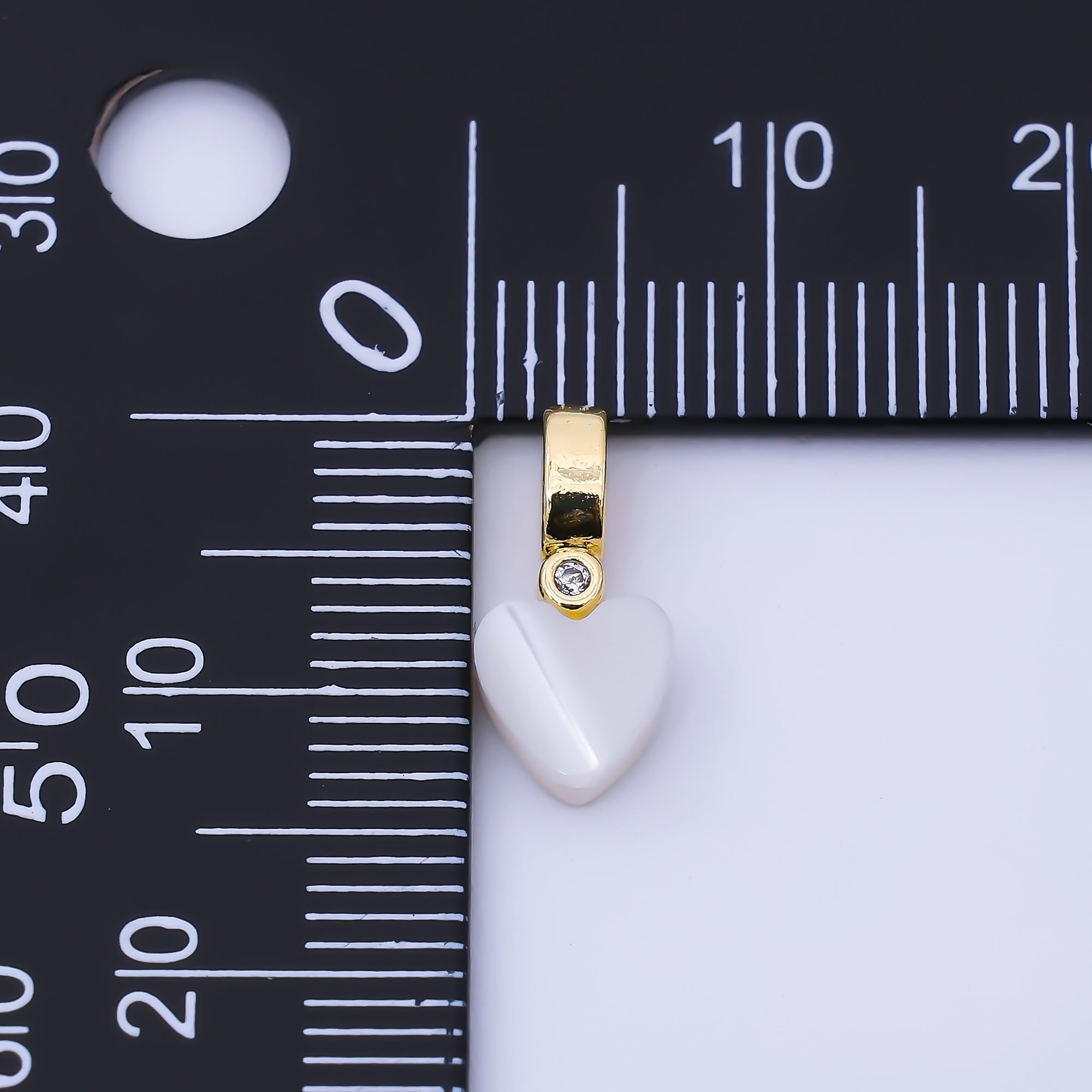 24K Gold Filled 13mm Heart Shell Pearl Clear CZ Bail Pendant | P1953