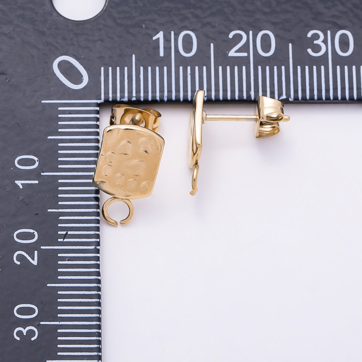 Stainless Steel 14mm Geometric Dotted Oblong Open Loop Drop Stud Earring Findings | Findings-00198