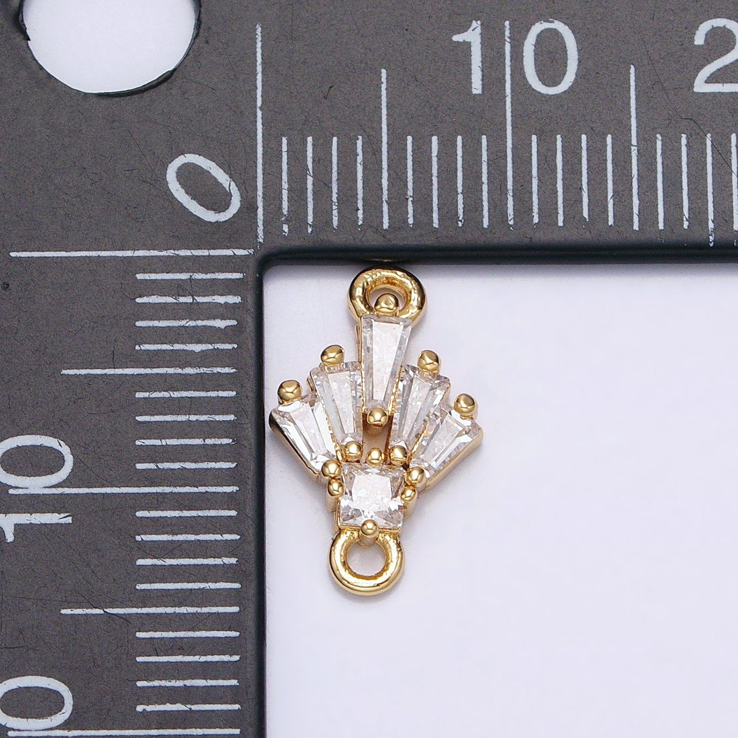 18K Gold Filled Clear CZ Multiple Baguette Round Mini Connector in Gold & Silver | Y841