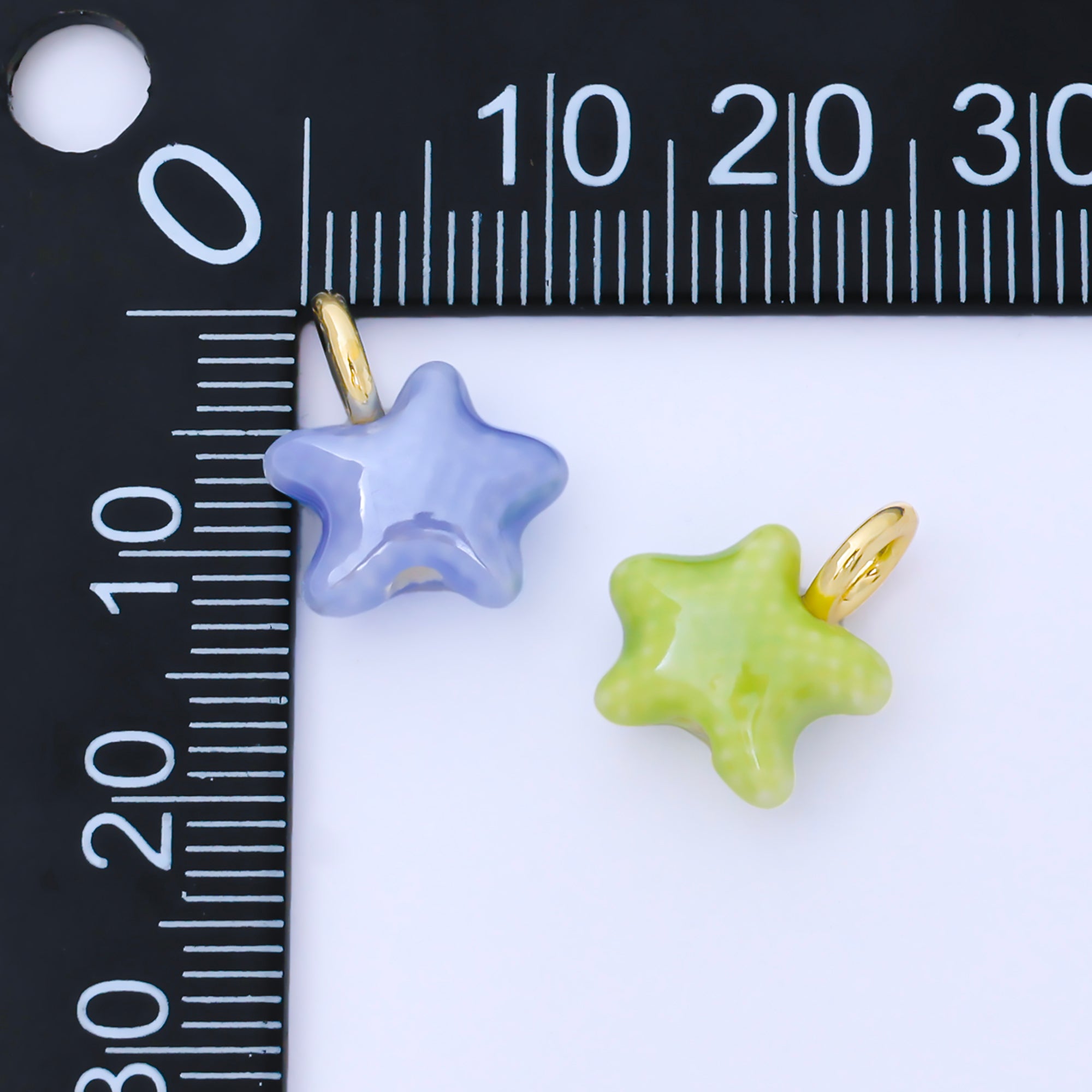 24K Gold Filled 15mm Handmade Ceramic Celestial Star Drop Charm | AF1532 - AF1539