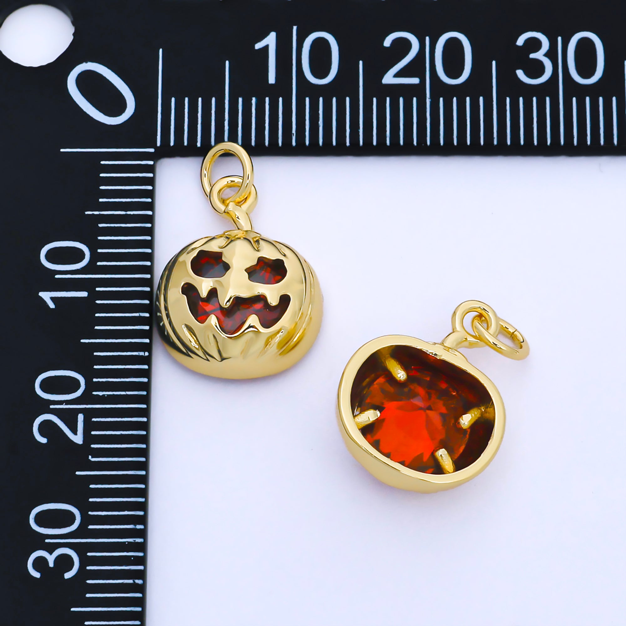 24K Gold Filled Jack O Lantern Pumpkin Pendant Halloween Charm | AF1565