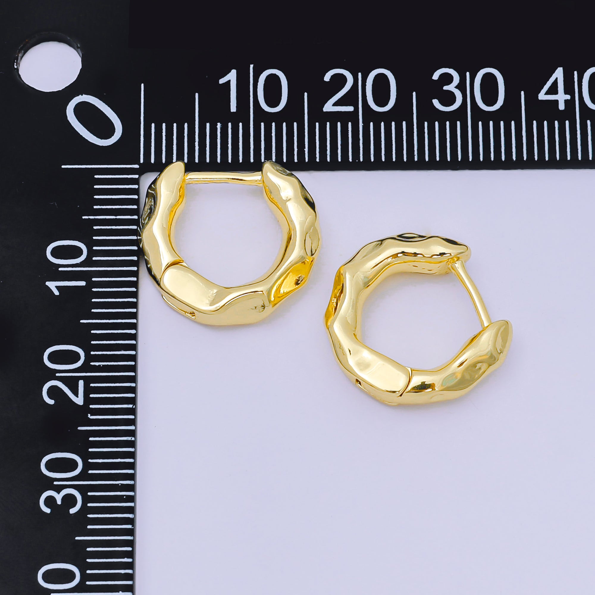 24K Gold Filled 15.5mm Molten Geometric Hoop Earrings in Gold & Silver | AJ136 AJ137