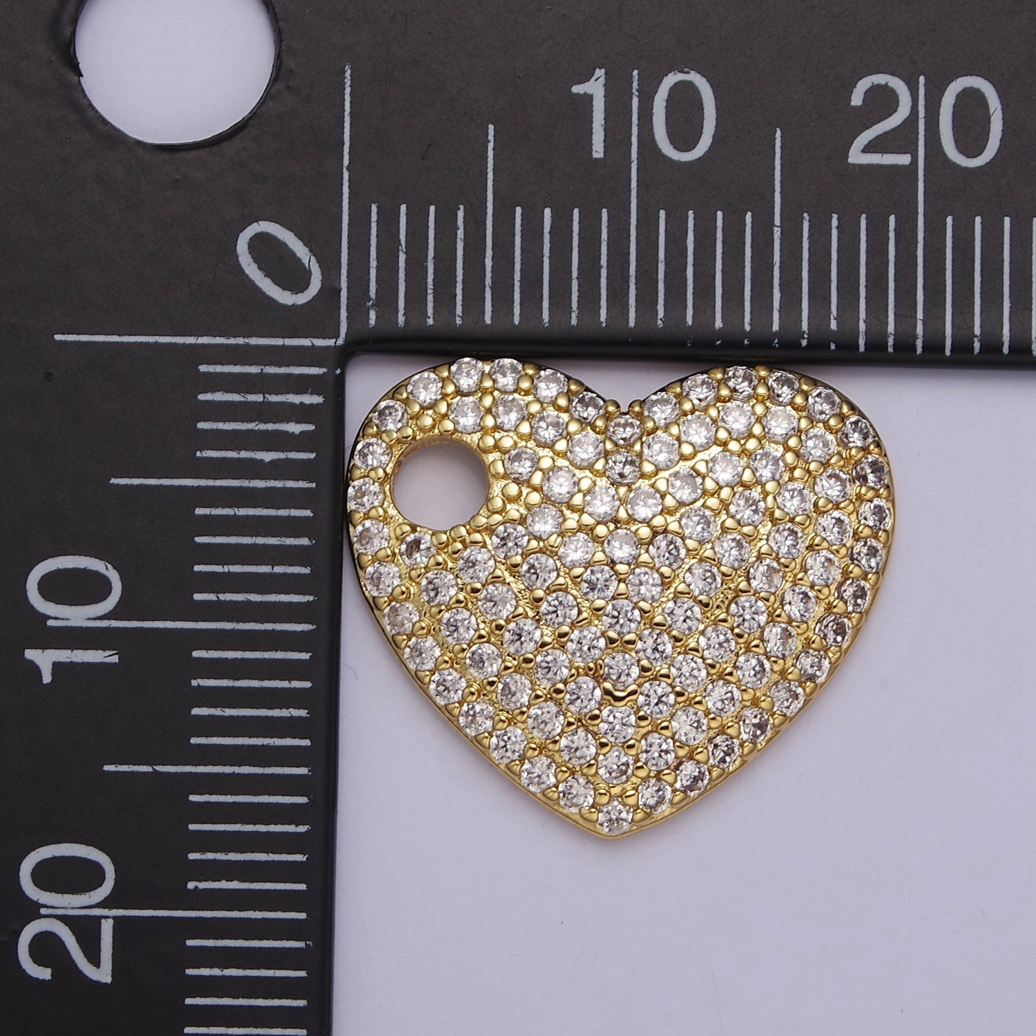 14K Gold Filled 20mm Micro Paved CZ Heart Slide Charm | J-00315