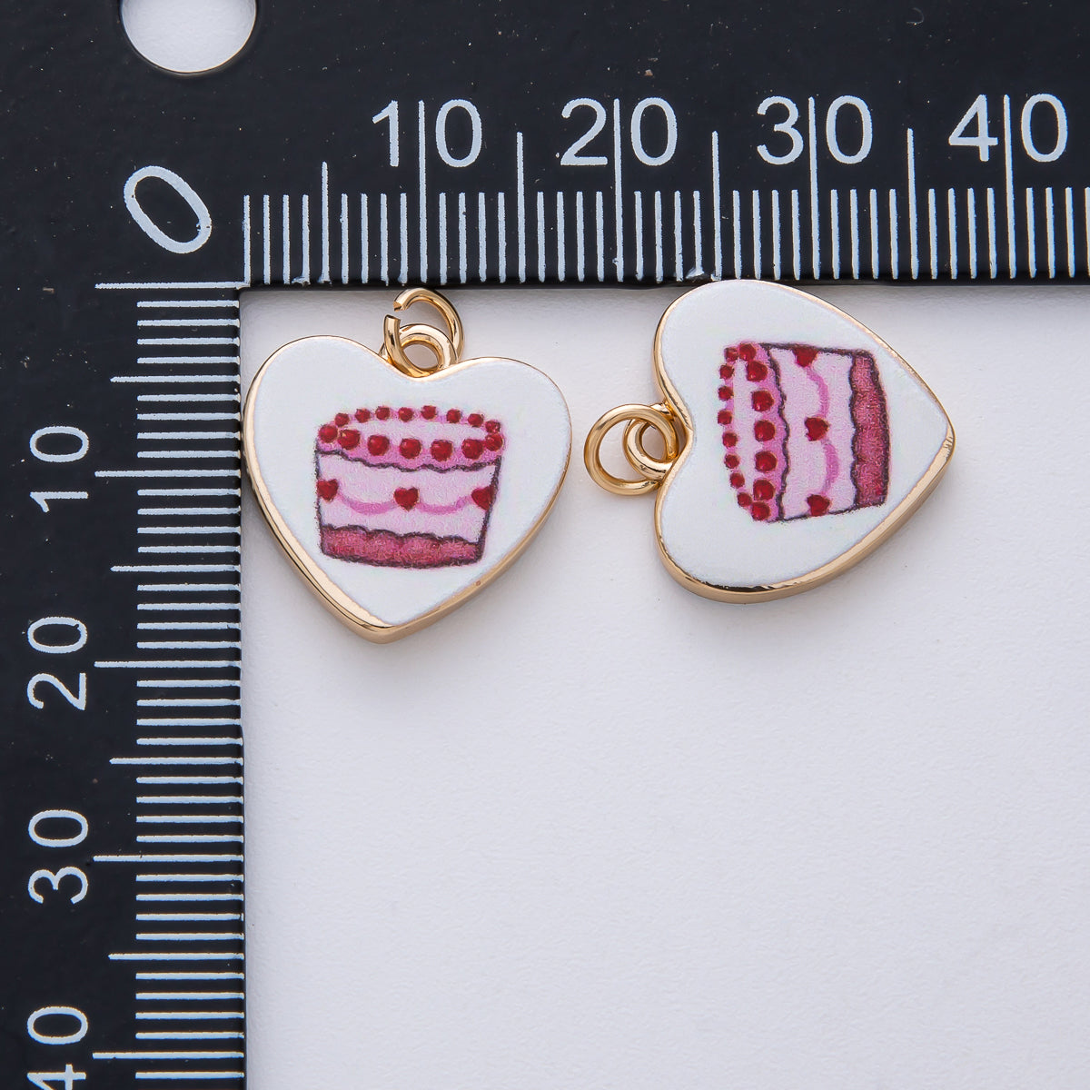18K Gold Filled 17mm Pink Birthday Cake Round Charm | AF1605