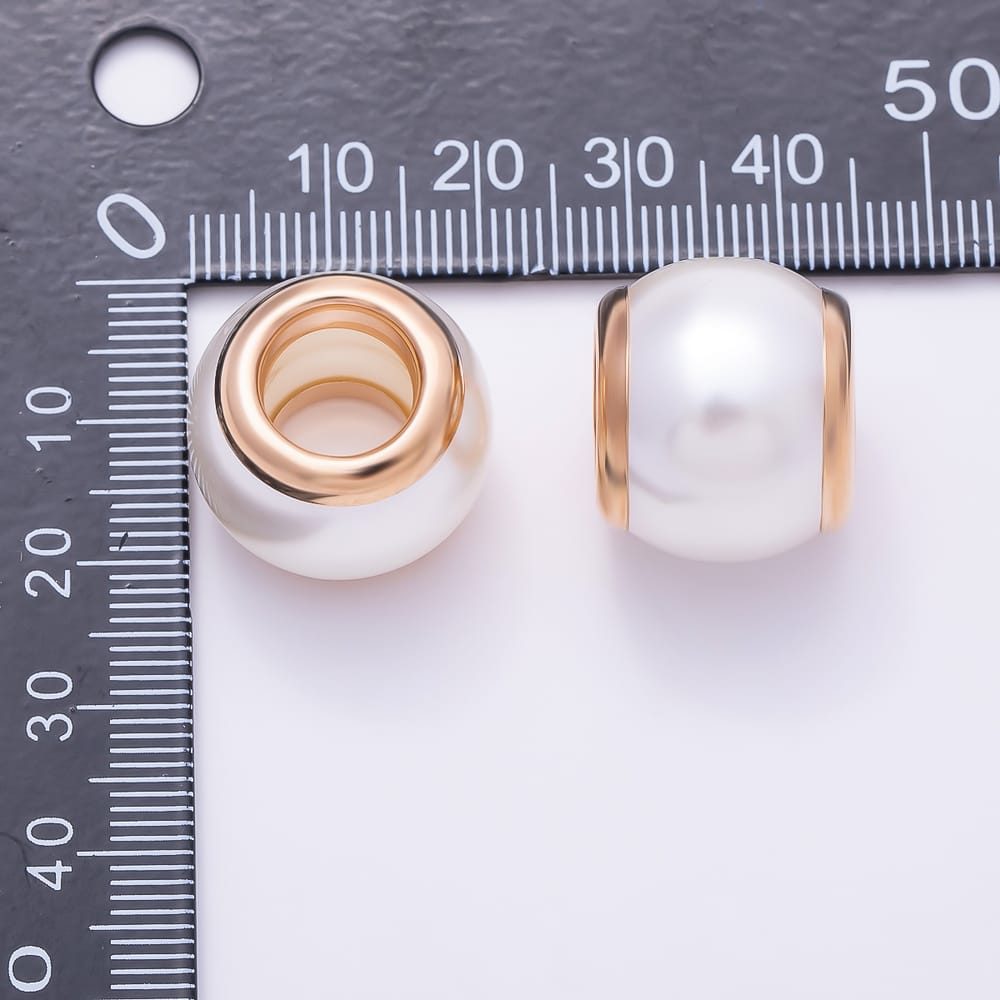 18K Gold Filled 20mm White Enamel Scarf Buckle Stopper Large Hole Bead | Findings-00638