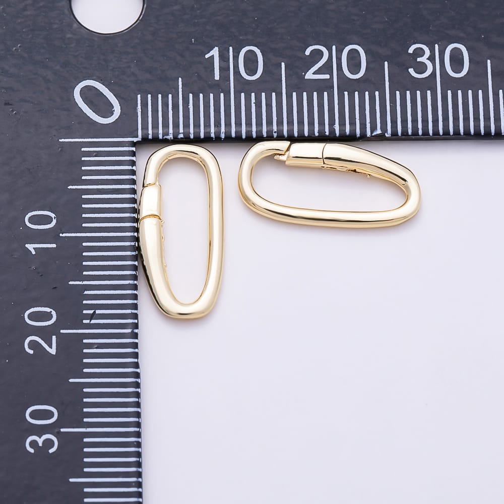 16K Gold Filled 18mm Minimalist Push Gate Oval Clasp Enhancer Closure Findings | Findings-00687
