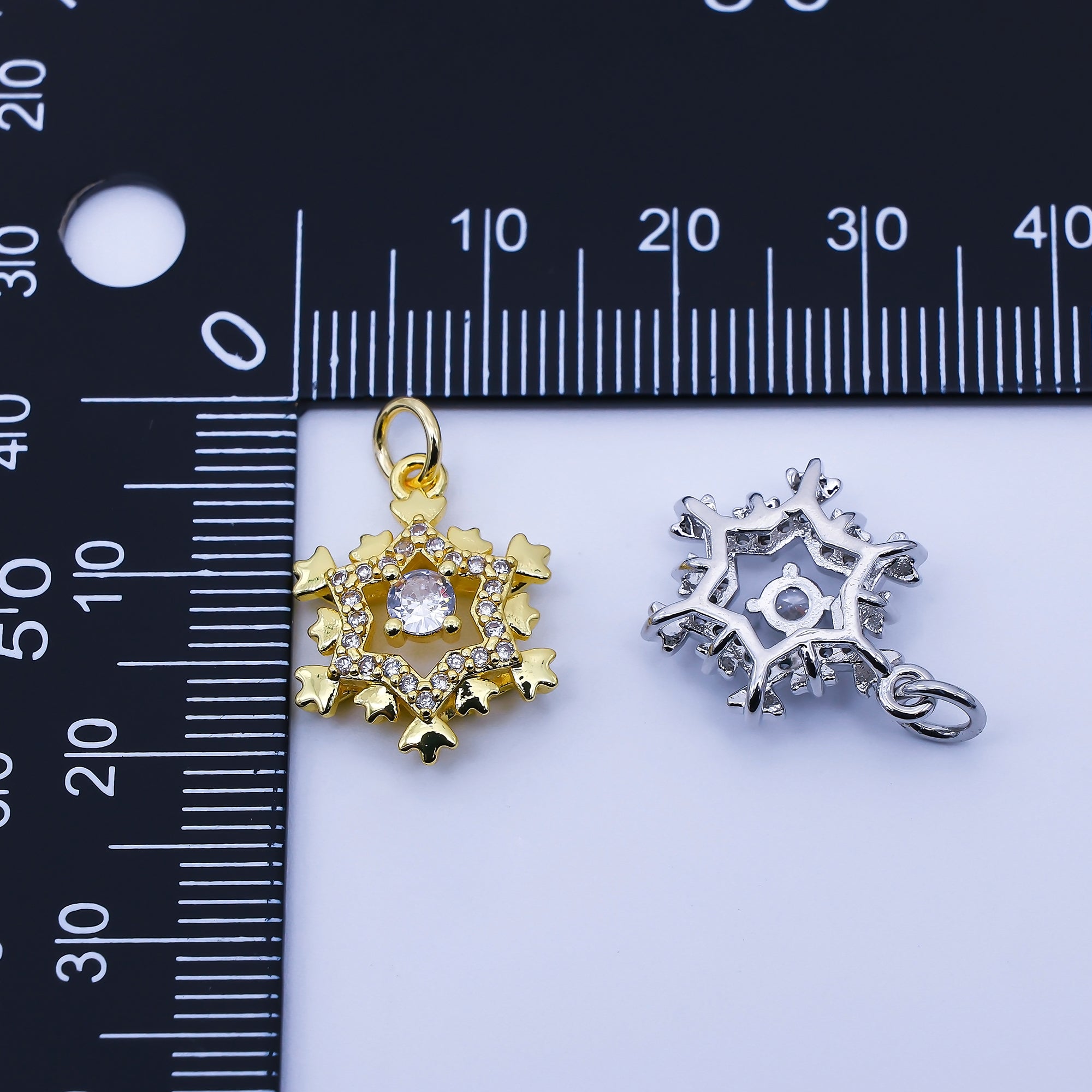 24K Gold Filled 18mm Clear CZ Celestial Star Charm in Gold & Silver | C941
