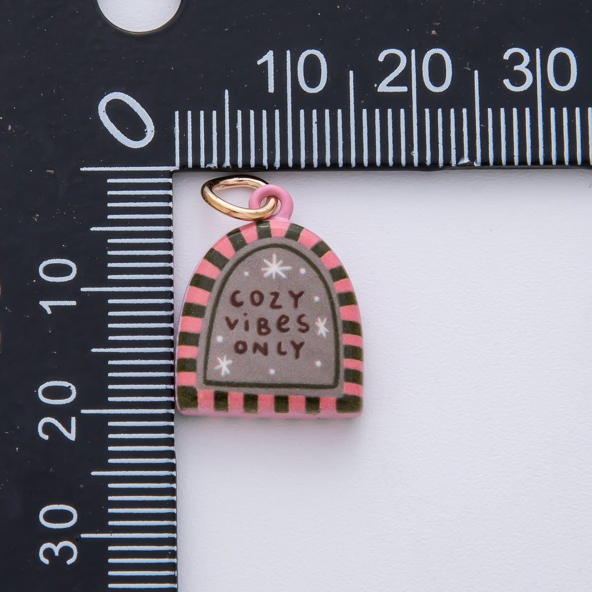 18K Gold Filled 18.8mm "Cozy Vibes Only" Double Sided Enamel Charm | AF1619