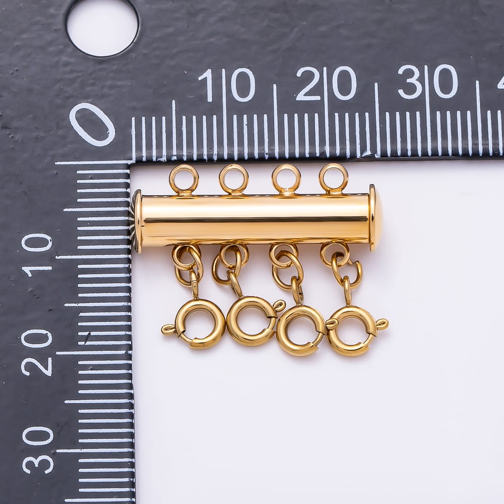 Stainless Steel 20mm 4-Strand Minimalist Round Multi Clasp Detangler Layer Necklace Closure Findings | Findings-00674
