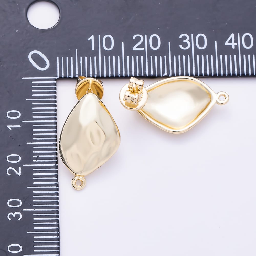 16K Gold Filled 21mm Irregular Organic Hammered Stud Earring | Findings-00619 - Findings-00620