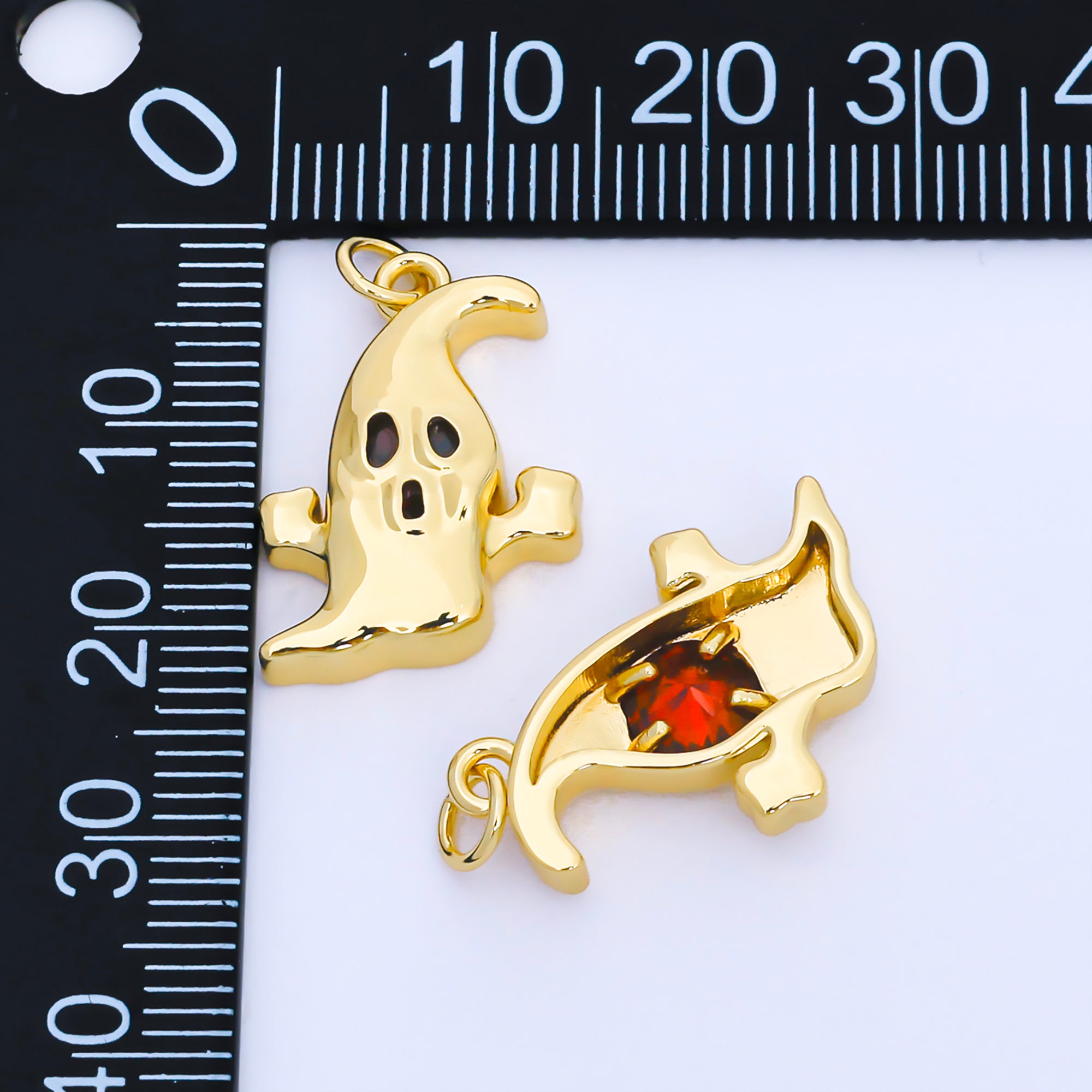 24K Gold Filled Ghost Pendant Halloween Charm | AF1566