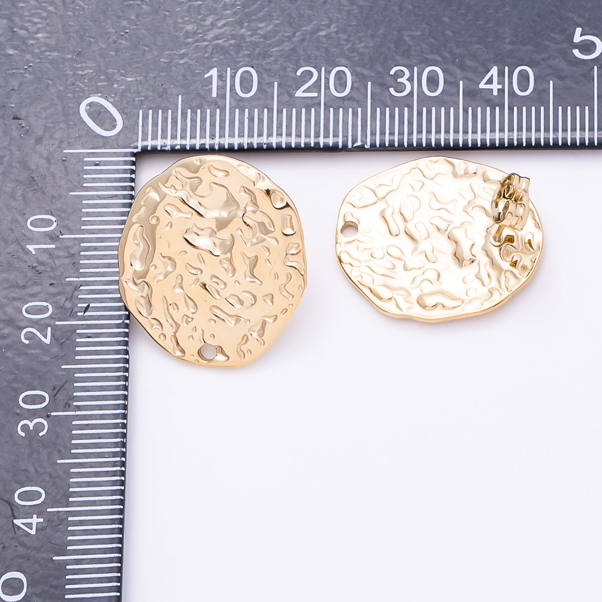 Stainless Steel 23mm Hammered Geometric Oval Loop Drop Stud Earring Findings | Findings-00199