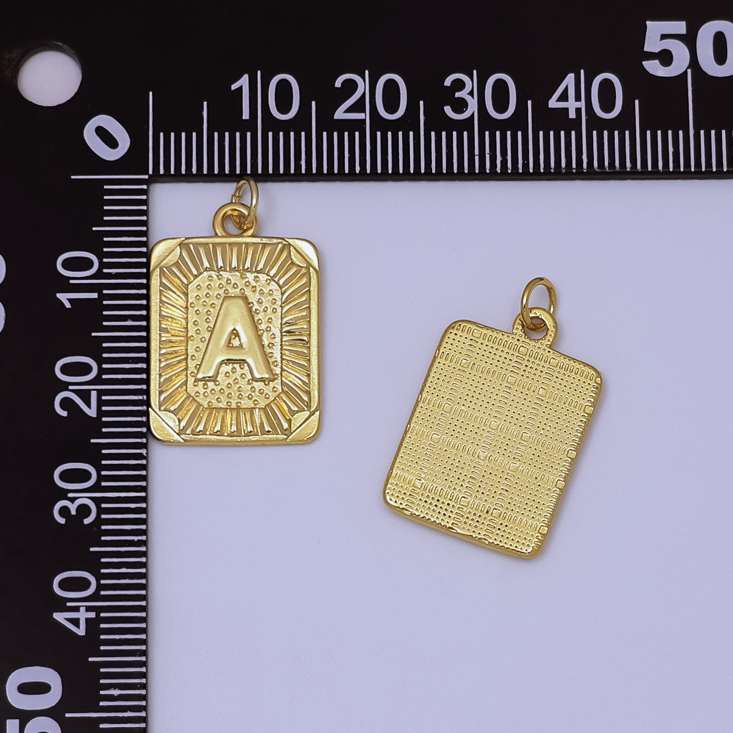 24k Gold Filled Initial Tag Letter Charm A - Z Alphabet Letter Tile Charm Pendant Personalized Charm for Designer Inspired Necklace Jewelry Making A716~A728