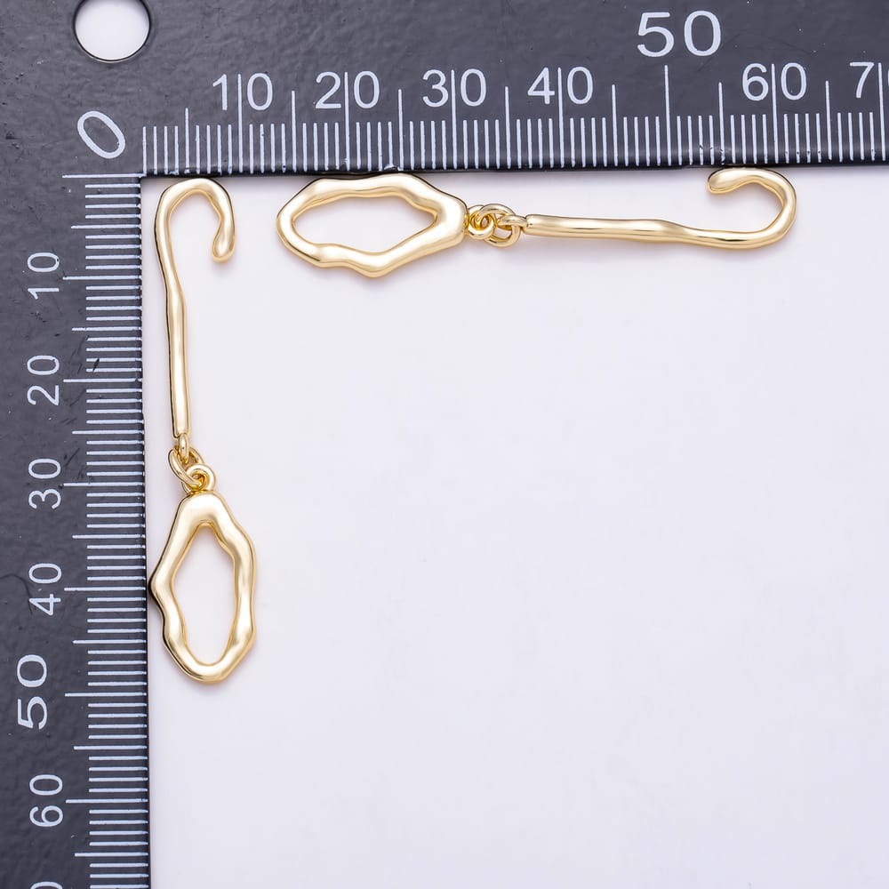 16K Gold Filled 28mm Irregular Hollow Ring Organic Wavy Ear Hook Findings | Findings-00631 - Findings-00632