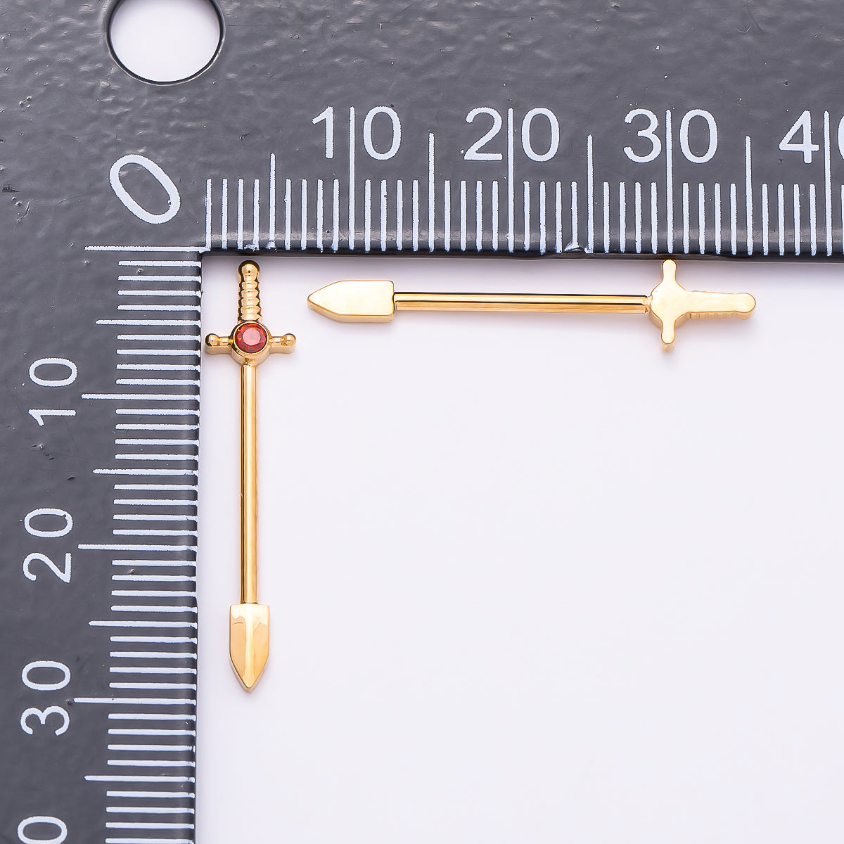 Titanium CZ Sword Nipple Barbell Piercing Body Jewelry in Gold & Silver | Findings-00293 Findings-00294