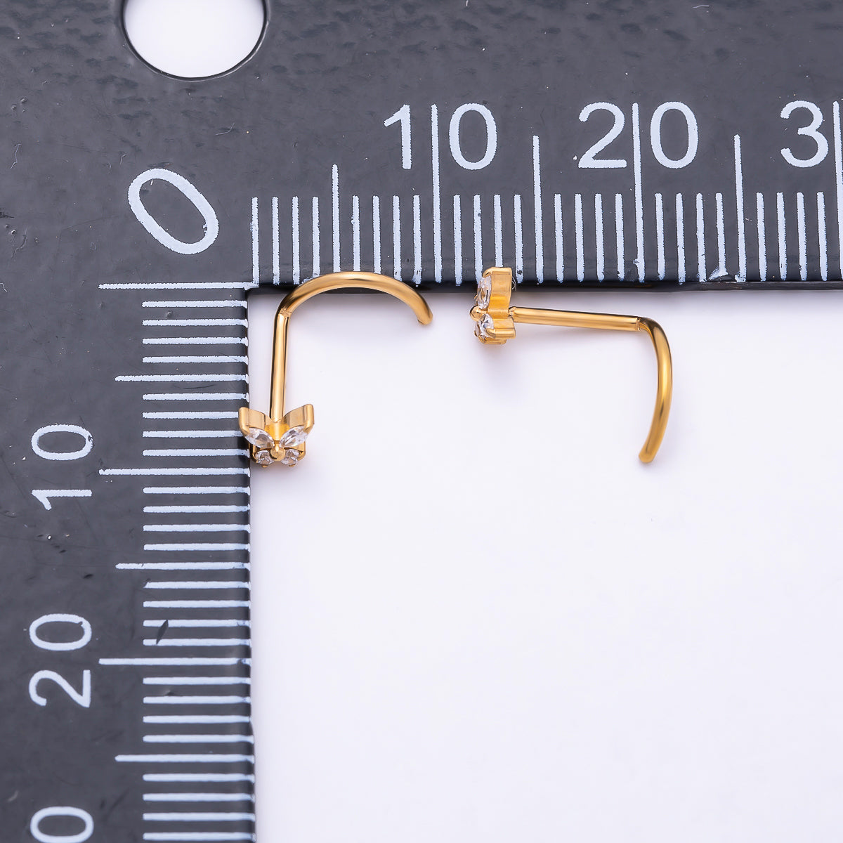 Titanium 3.5mm Butterfly CZ Cartilage Nose Single Piercing Stud in Gold & Silver | Findings-00442 Findings-00443