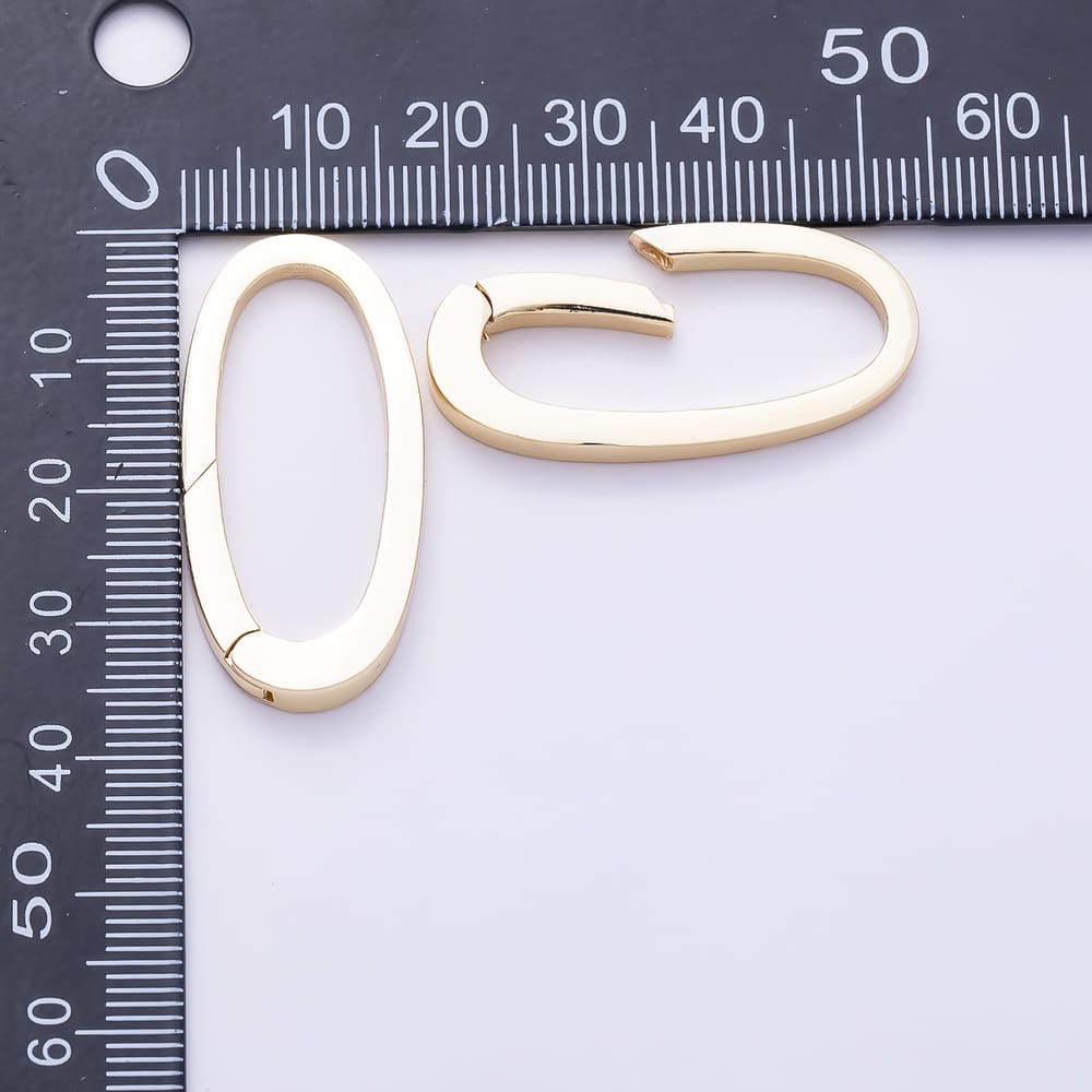 16K Gold Filled 35mm Minimalist Push Gate Oval Clasp Findings | Findings-00618