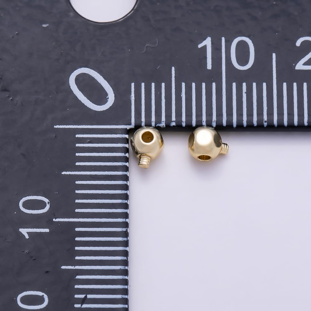 16K Gold Filled 4mm Minimalist Round Ball Ringed Stopper Findings by 20 Pieces | Findings-00188