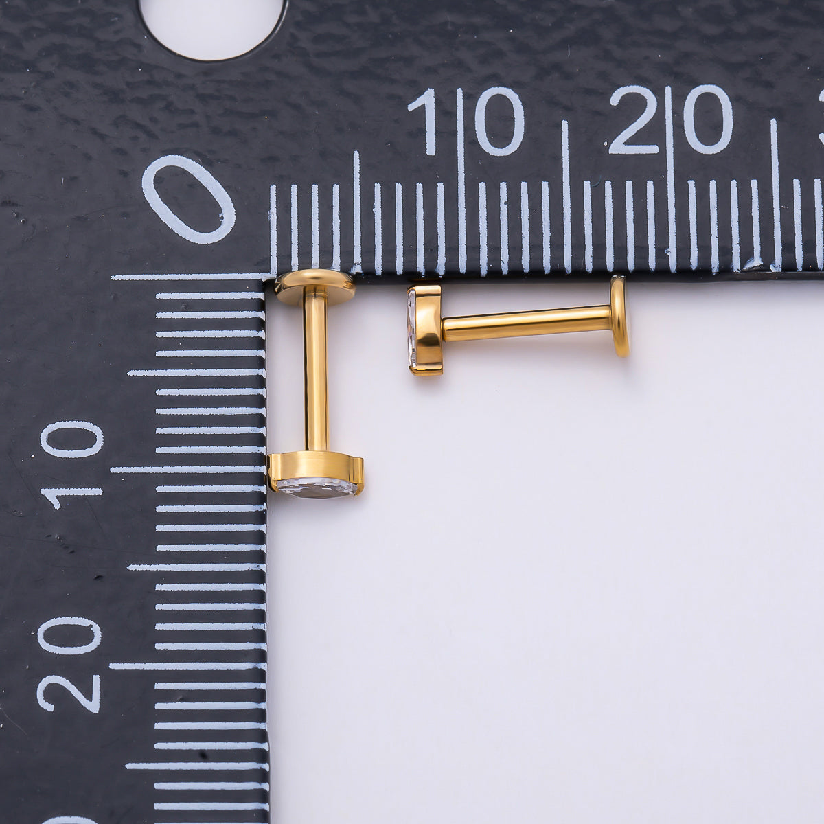 Gold Titanium 4.5mm Marquise CZ Cartilage Piercing Flat Back Stud | Findings-00403