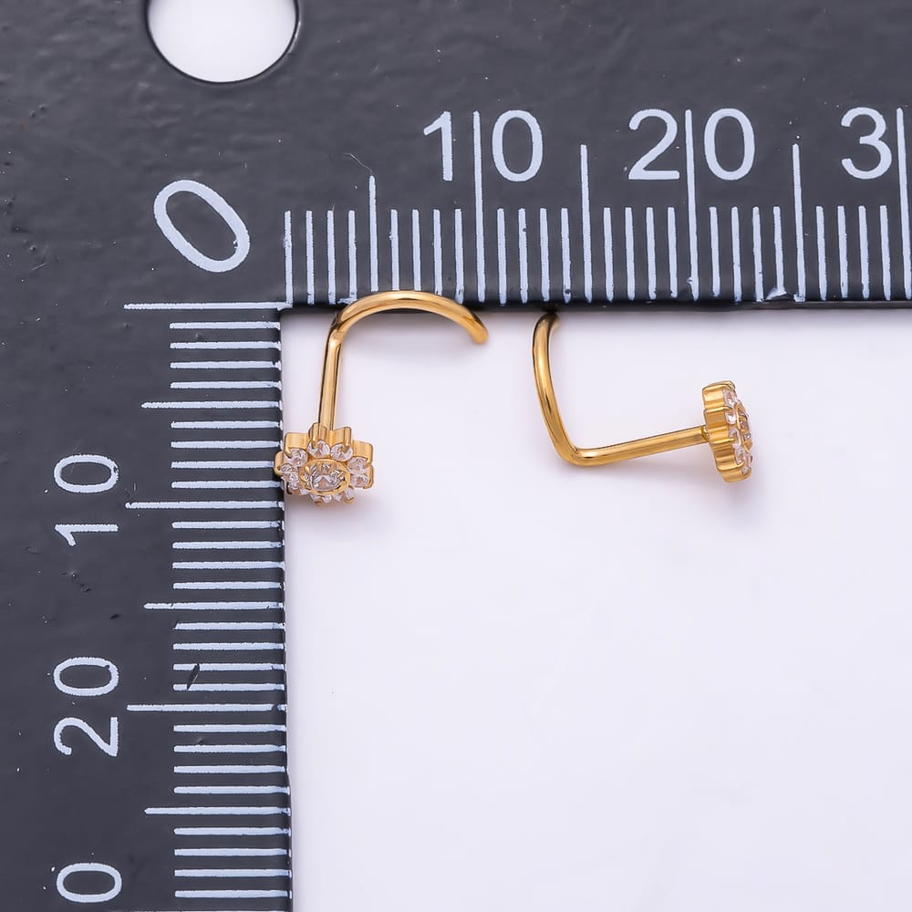 Titanium 4.8mm Clear CZ Flower Cartilage Nose Single Piercing Stud | BJ-00248