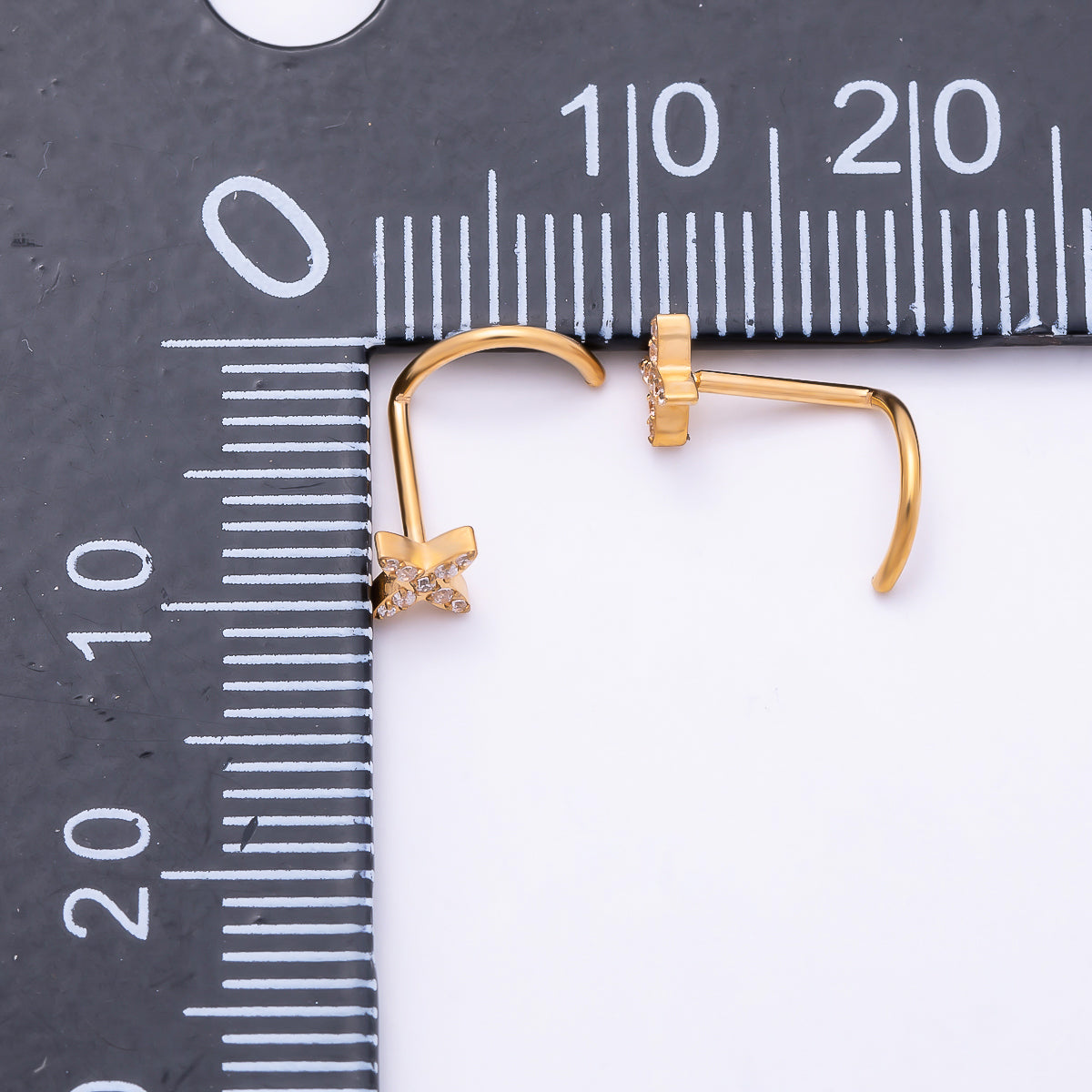 Titanium 5mm Celestial Star Micro Paved CZ Cartilage Nose Single Piercing Stud in Gold & Silver | Findings-00440 Findings-00441