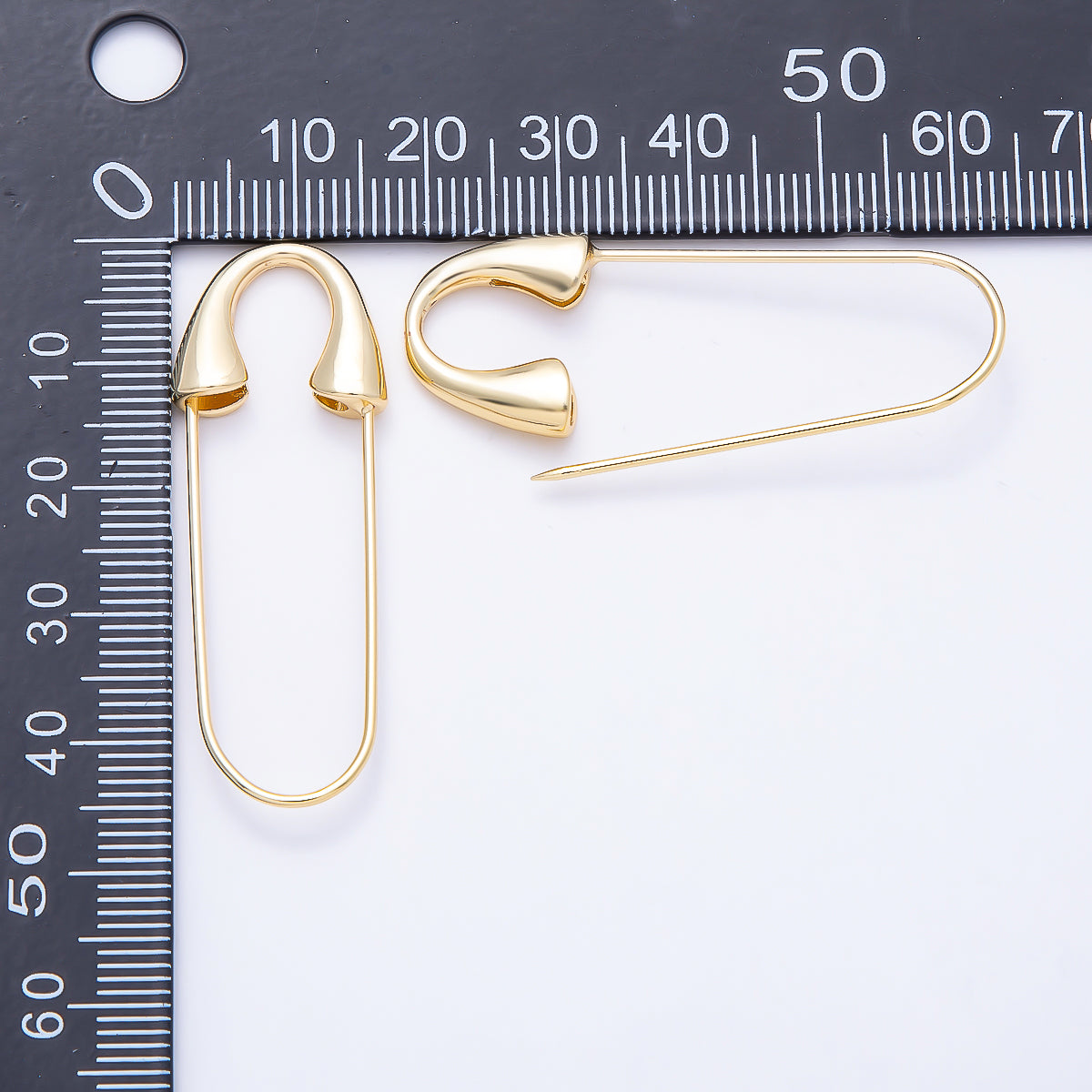 16K Gold Filled 45mm Minimalist Safety Pin Findings Bag Charm | Findings-00420