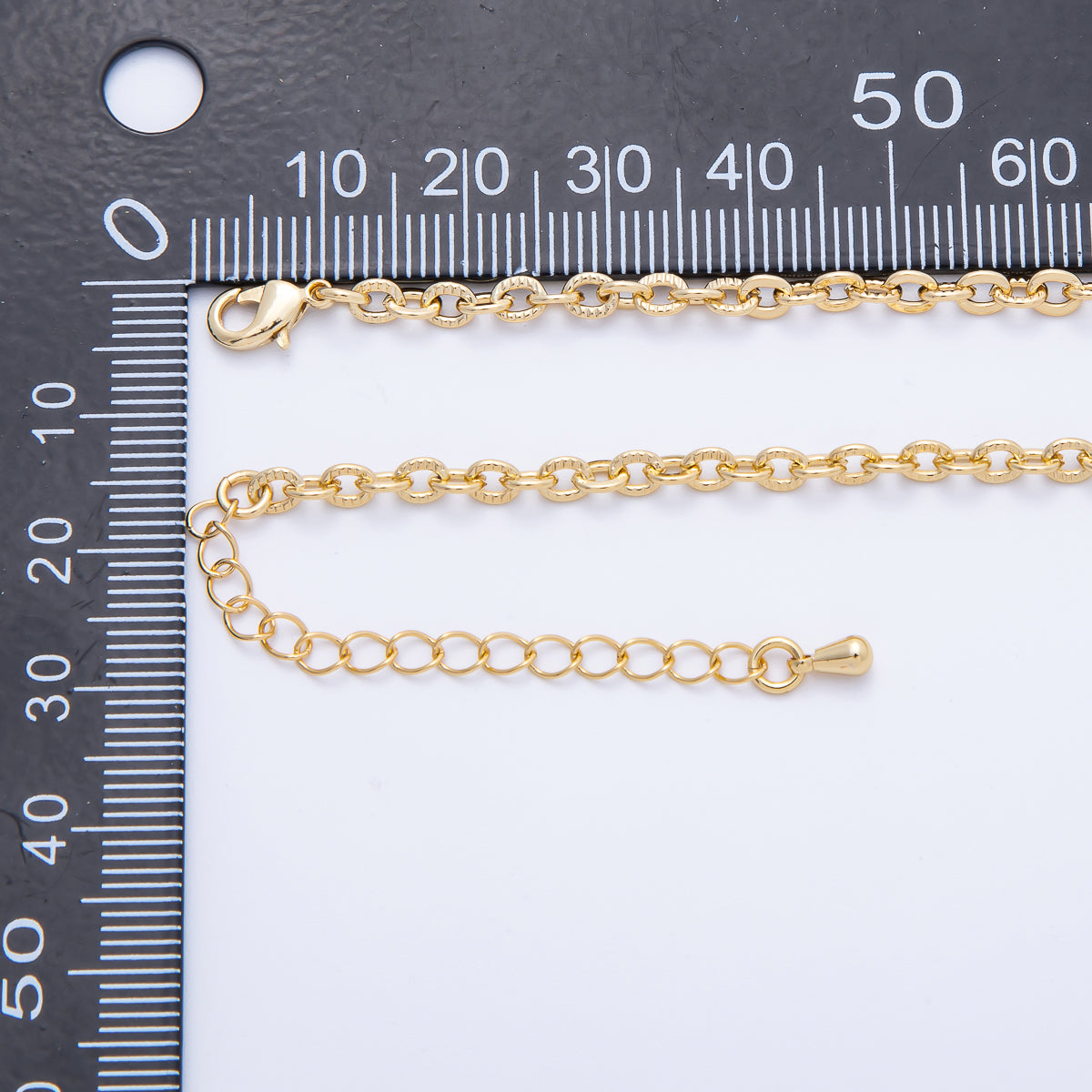 16K Gold Filled 4mm Ribbed Cable Chain 18 Inch, 19.5 Inch Necklace w. Extender | WA-4070 WA-4071