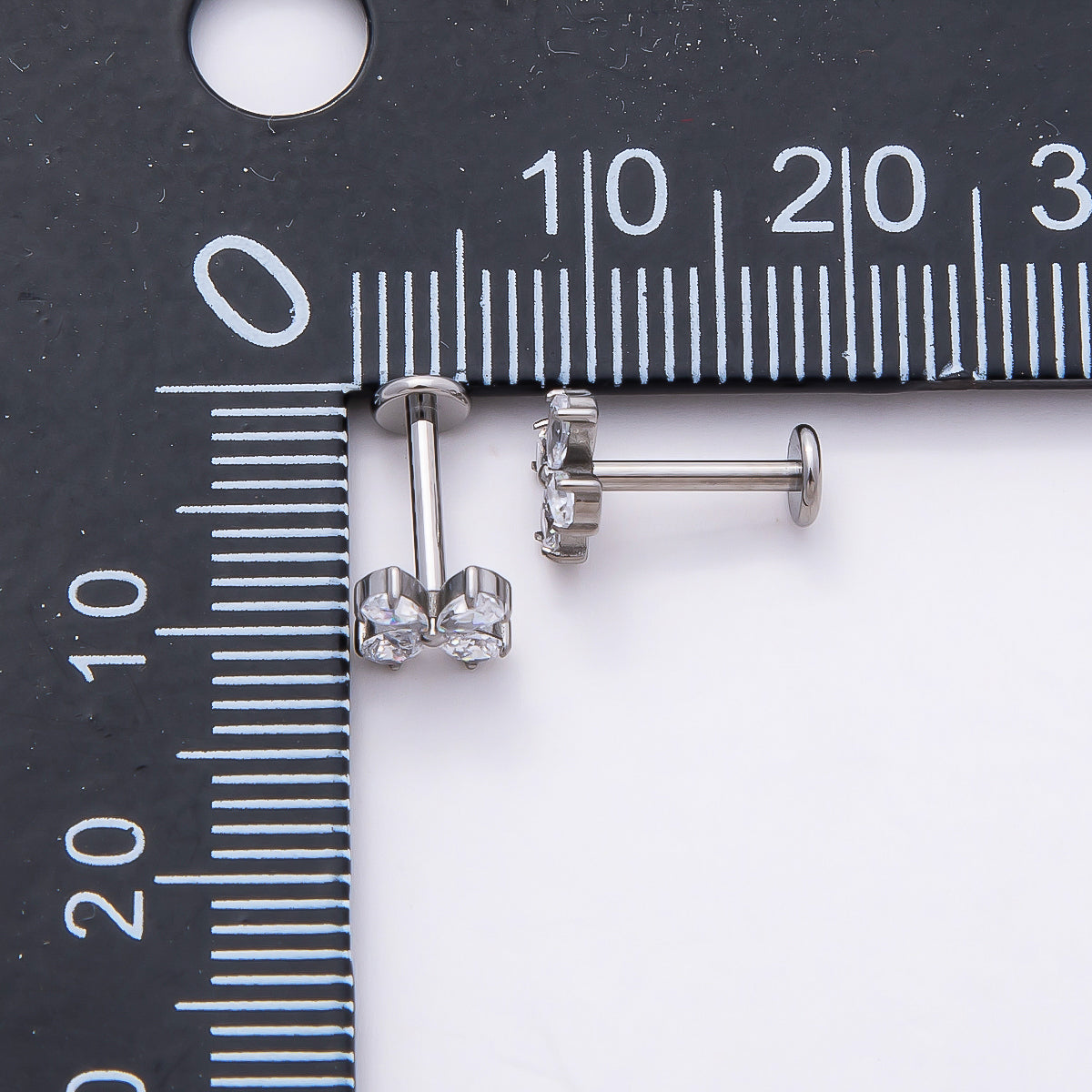 Stainless Steel 6mm Clear CZ Teardrop Flower Single Cartilage Piercing Flat Back Stud | Findings-00205