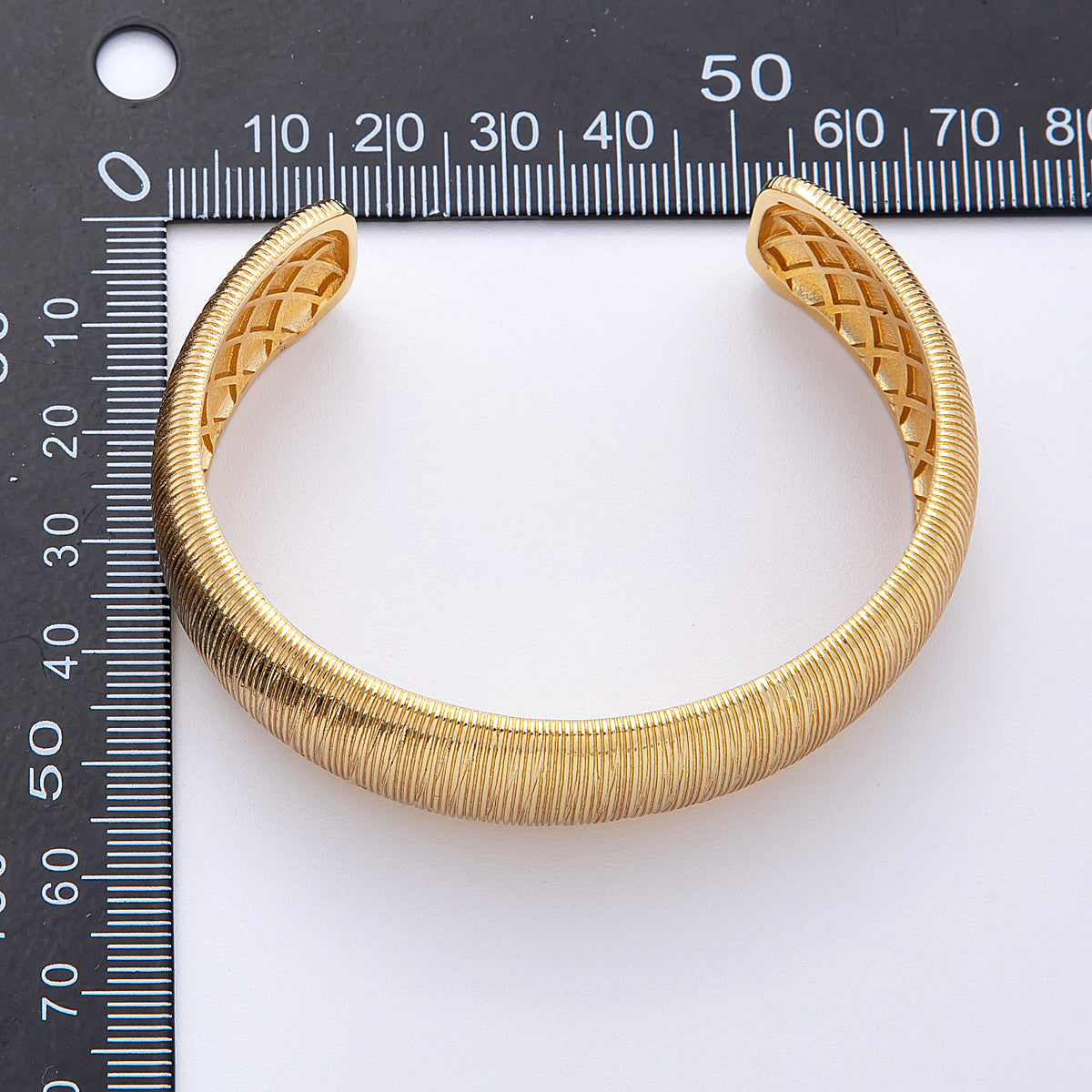 16K Gold Filled Ribbed Wide Cuff Bracelet in Gold & Silver | WA4116 - WA4117