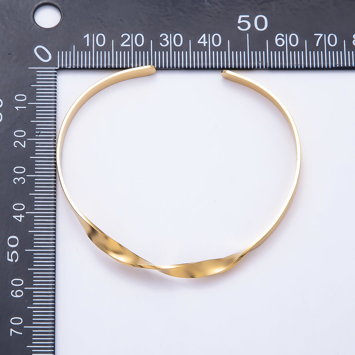 Stainless Steel Gold PVD Minimalist Twist Cuff Bracelet | WA-01986