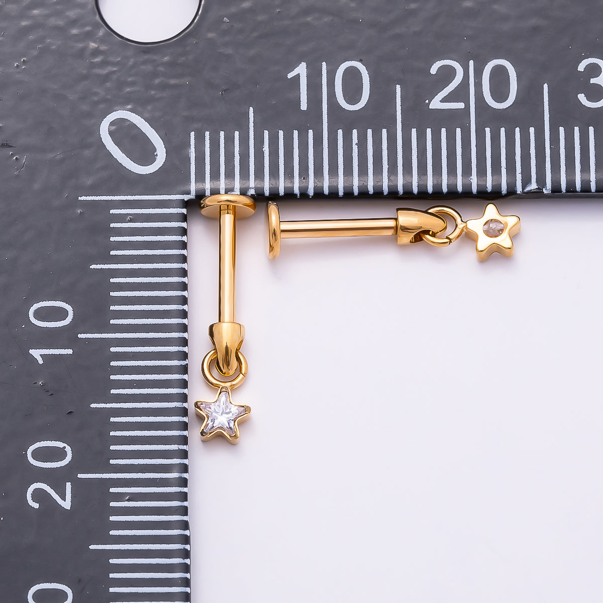 24K Gold Filled Star CZ Cartilage Piercing Flat Back Stud in Gold & Silver | Findings-00277 Findings-00278