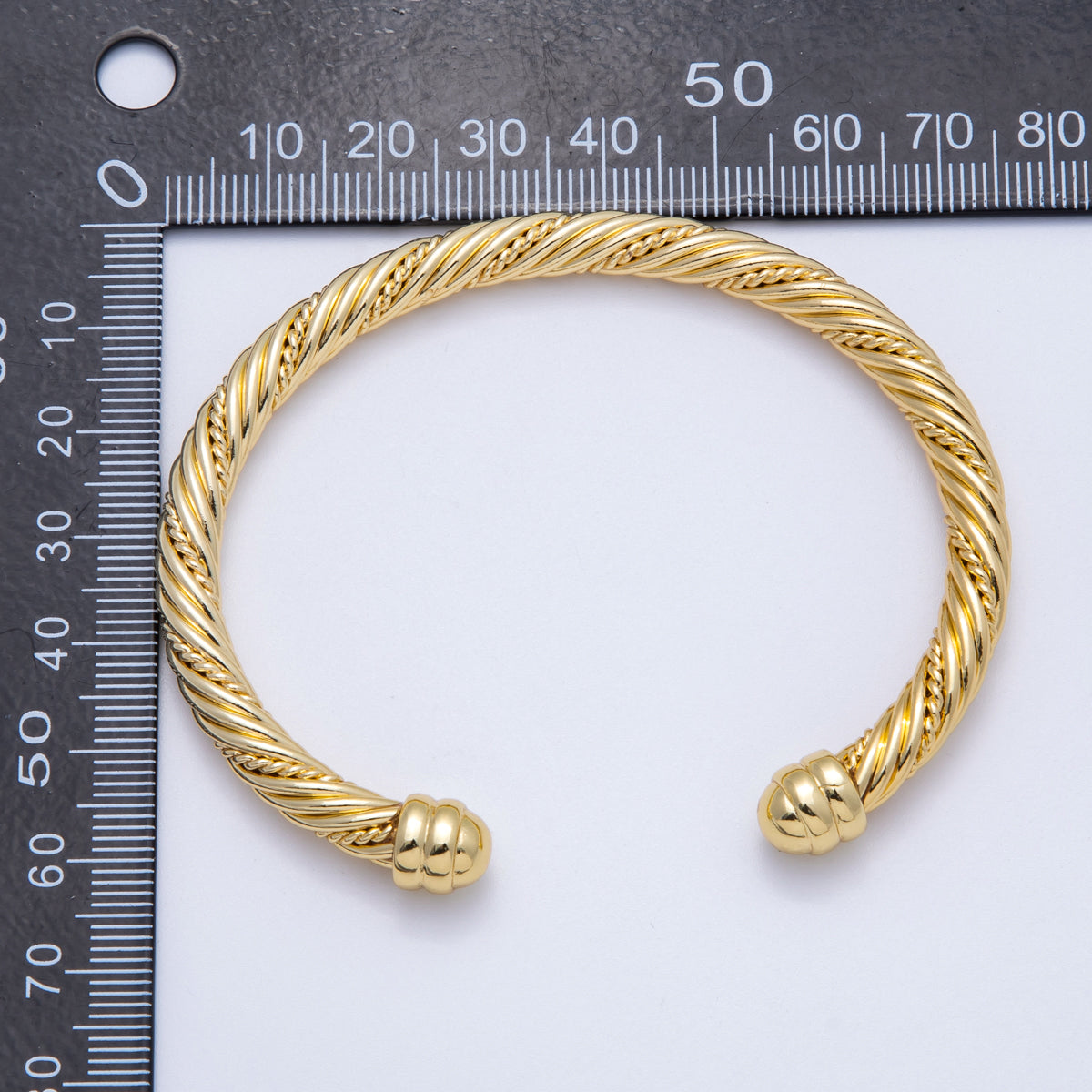 16K Gold Filled 65mm Twisted Croissant Cuff Bracelet | WA-04157