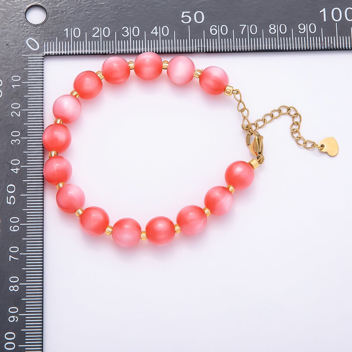 Stainless Steel 10mm Round Glitter Resin Bead 7 Inch Bracelet w. Extender | WA-04531 ~ WA-04538