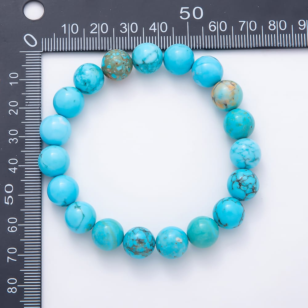 10mm Turquoise Natural Gemstone Round Bead Stretch Bracelet | WA-02123