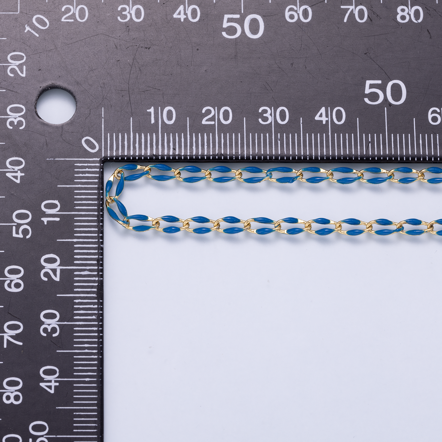 16K Gold Filled 3mm Dark Blue Enamel Link Unfinished Chain by Yard | Roll-01882