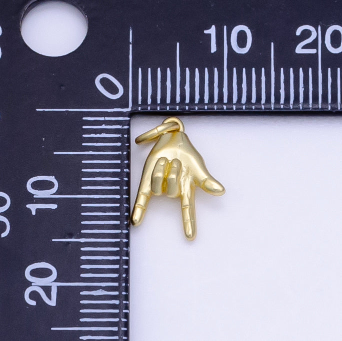 Tiny Rock On Hand Gesture Charm, Gold Fill Rock Sign For Necklace Pendant Bracelet Earring Charm Jewelry Making Gift Rocker Metal Musician E-227-E-228